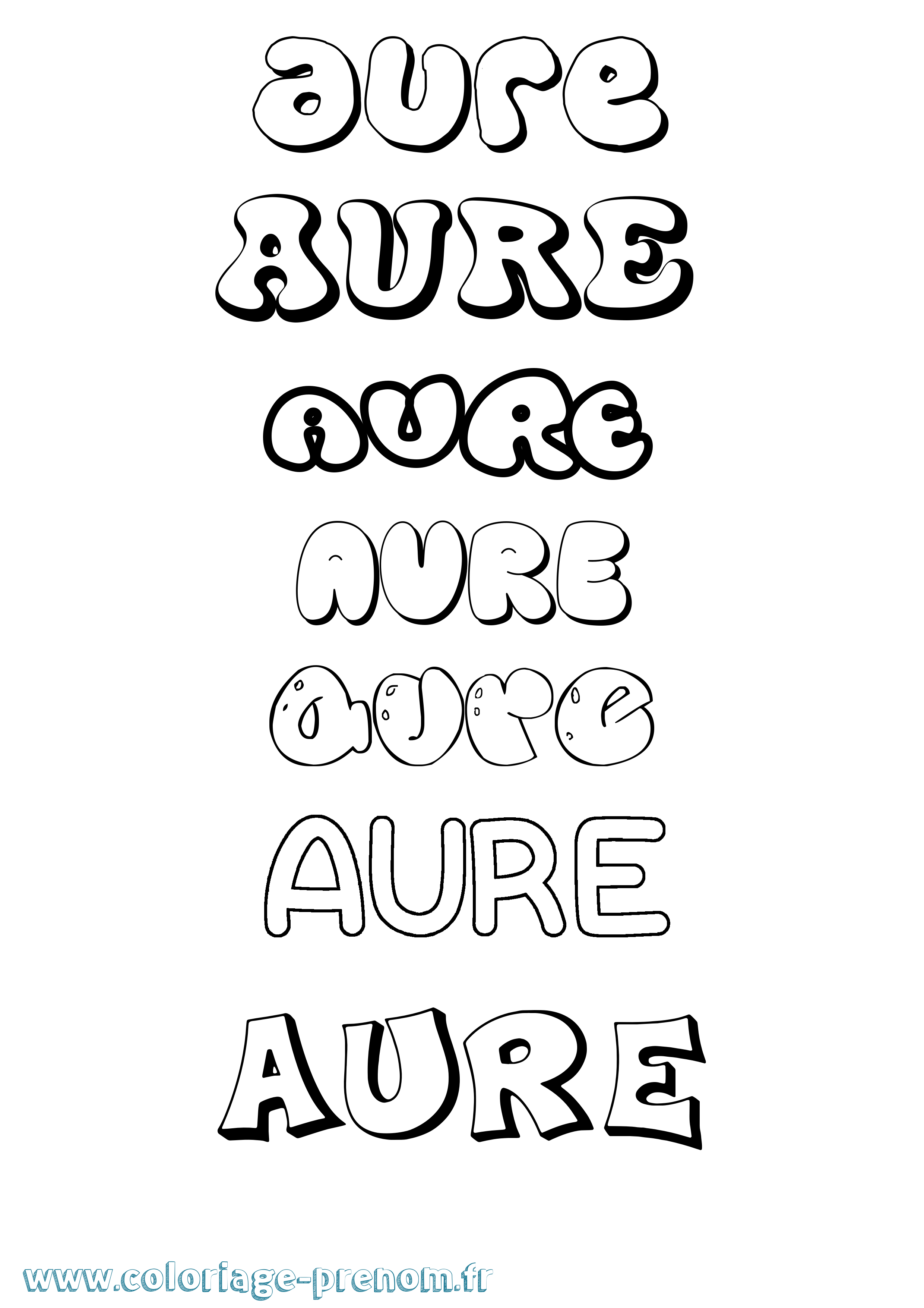 Coloriage Aure Bubble Coloriage prénom Aure Bubble