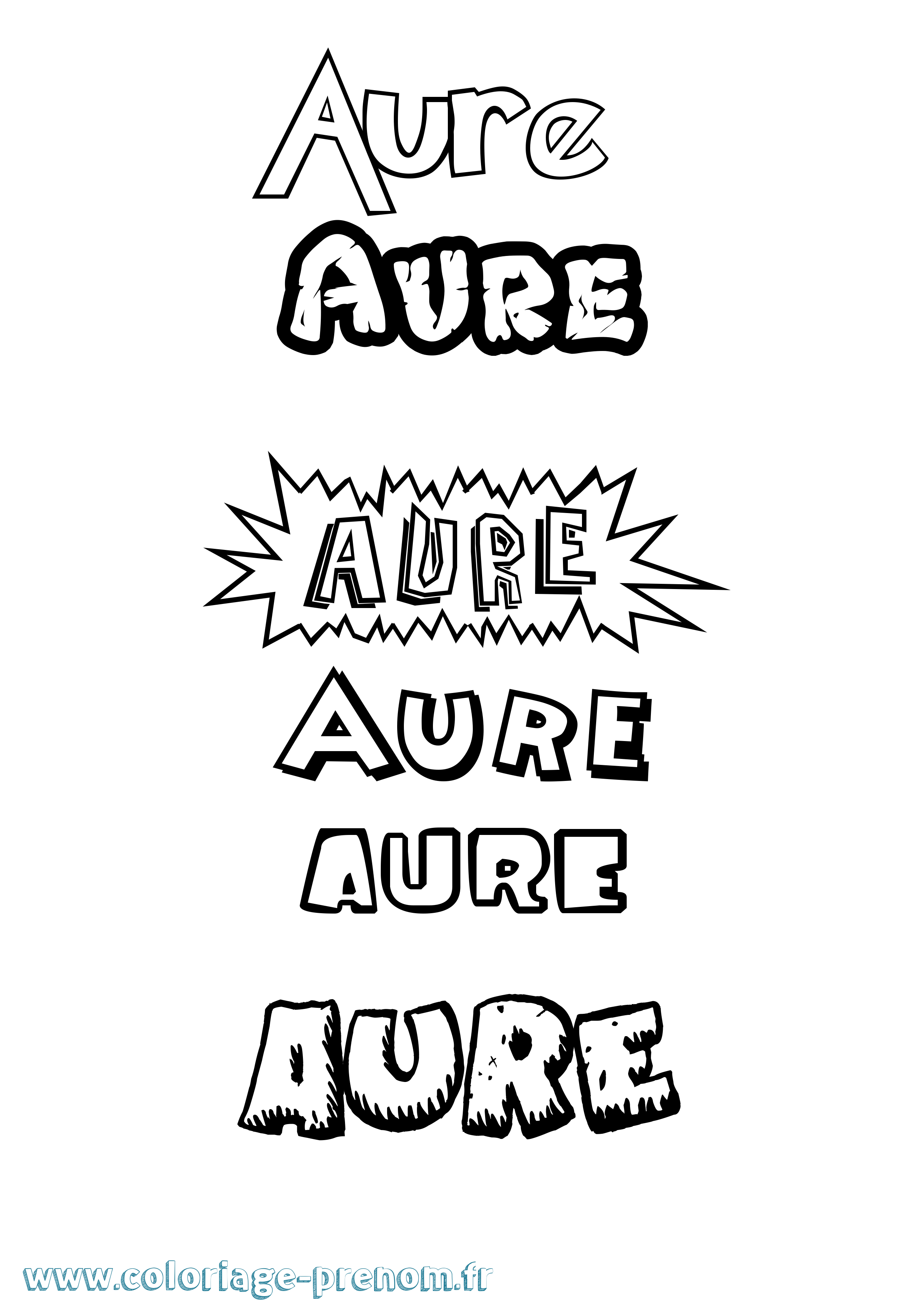 Coloriage Aure Dessin Animé Coloriage prénom Aure Dessin Animé