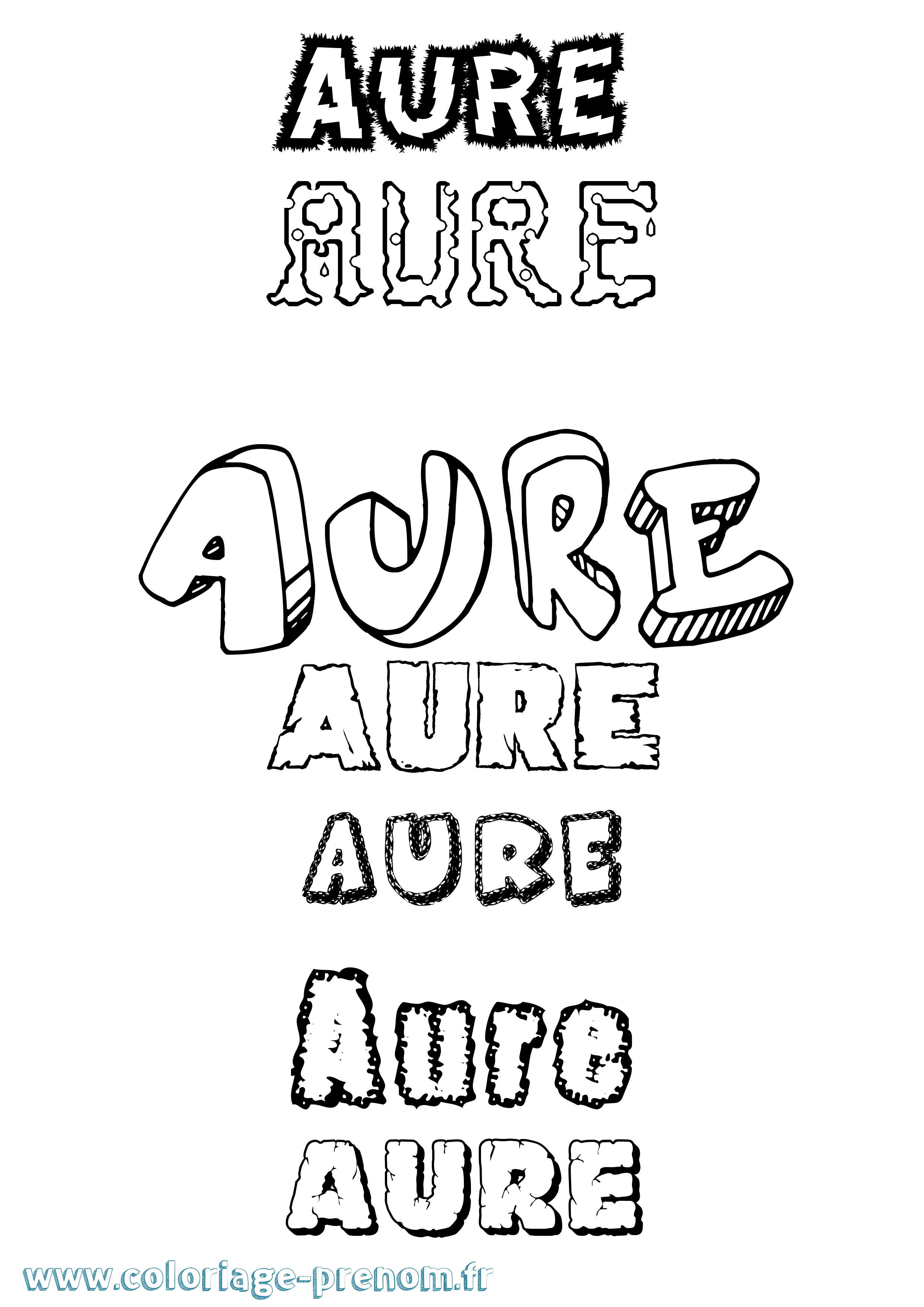 Coloriage Aure Destructuré Coloriage prénom Aure Destructuré