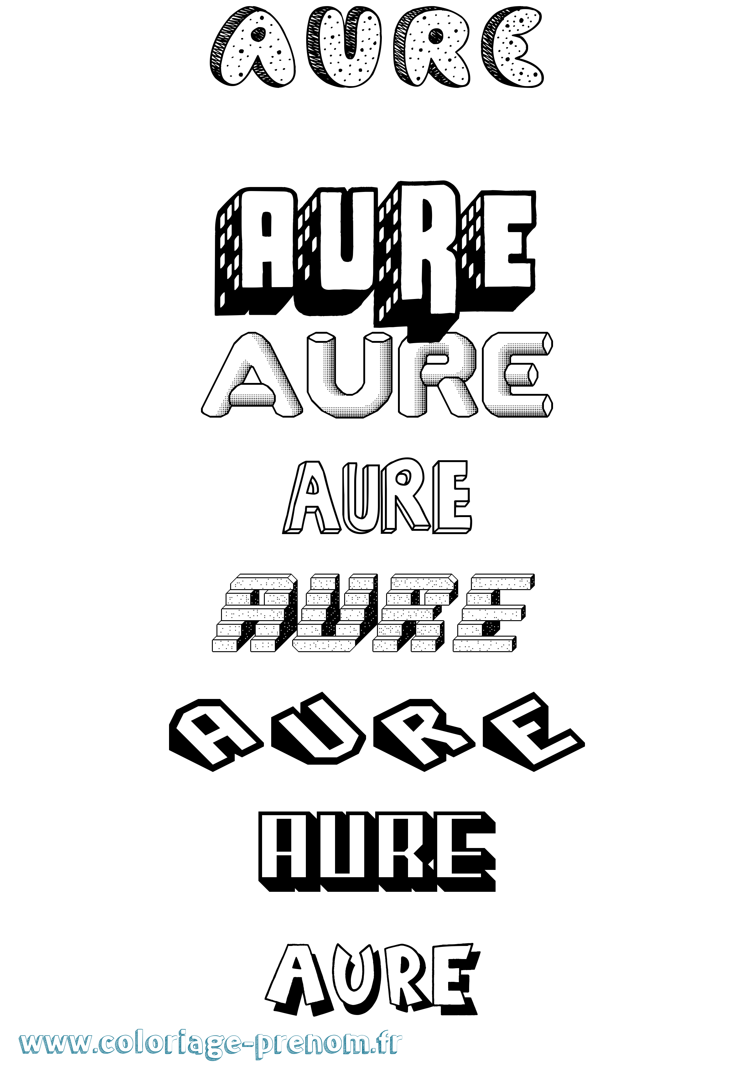 Coloriage Aure Effet 3D Coloriage prénom Aure Effet 3D