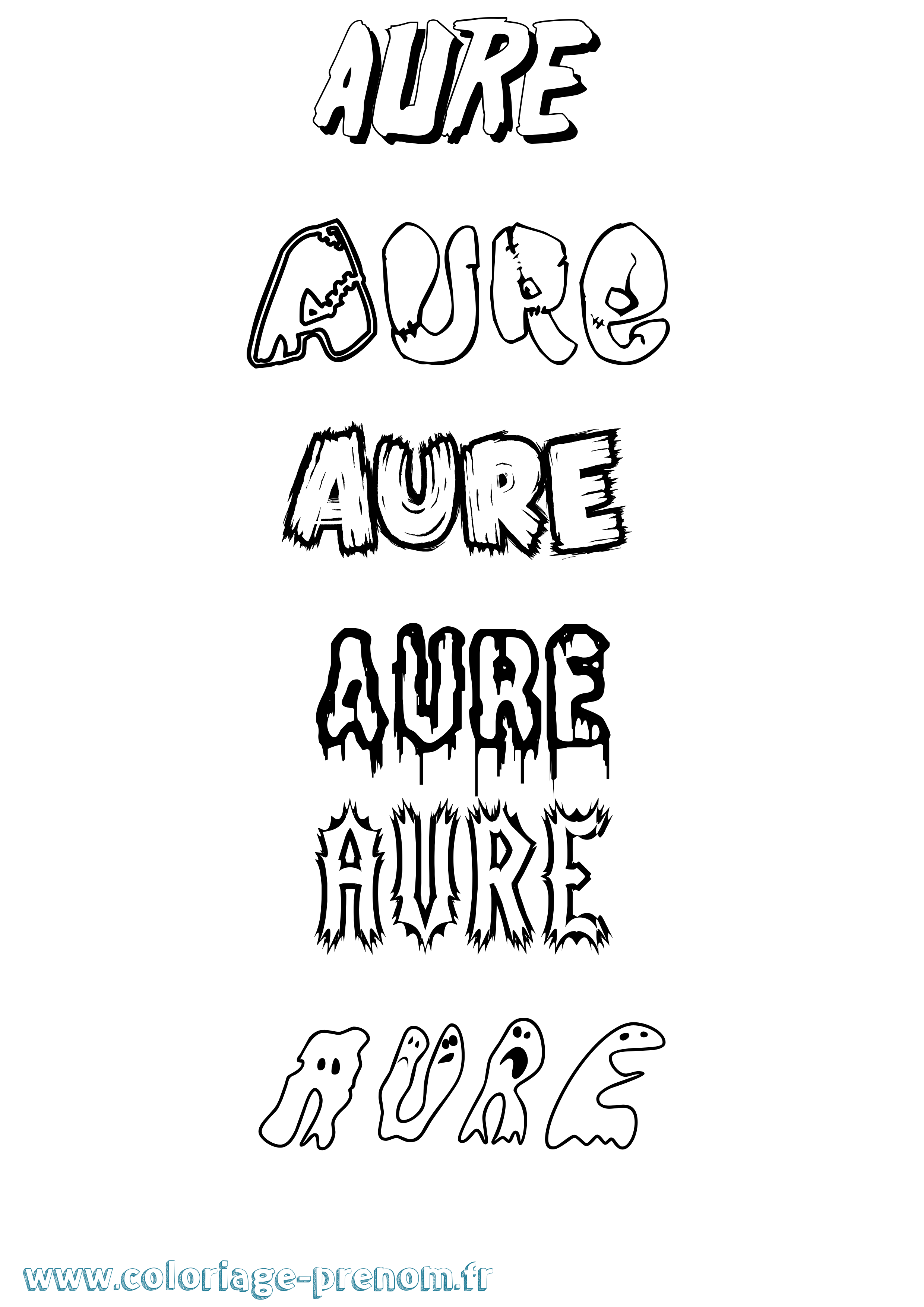 Coloriage prénom Aure Frisson