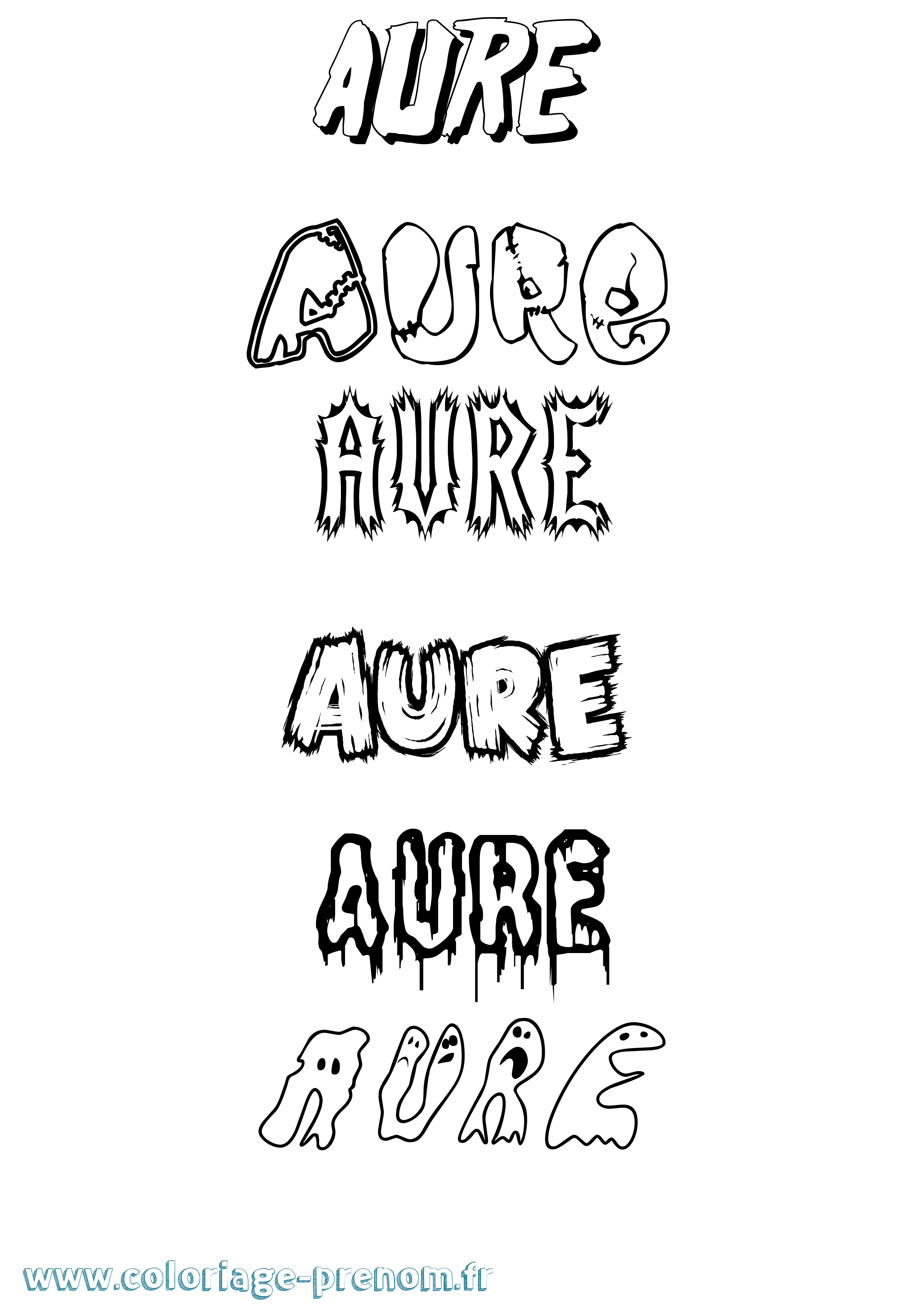 Coloriage Aure Frisson Coloriage prénom Aure Frisson