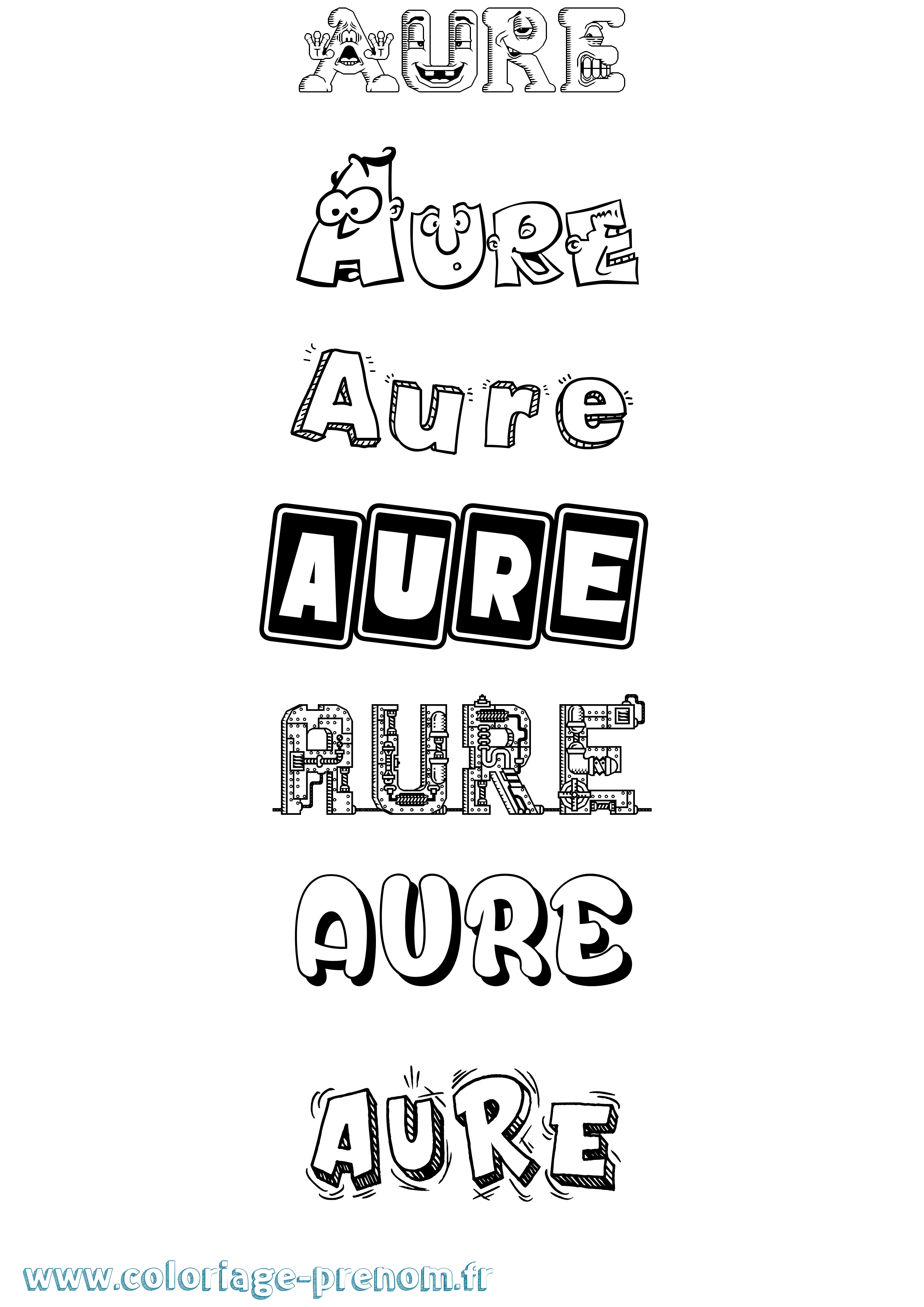 Coloriage prénom Aure Fun