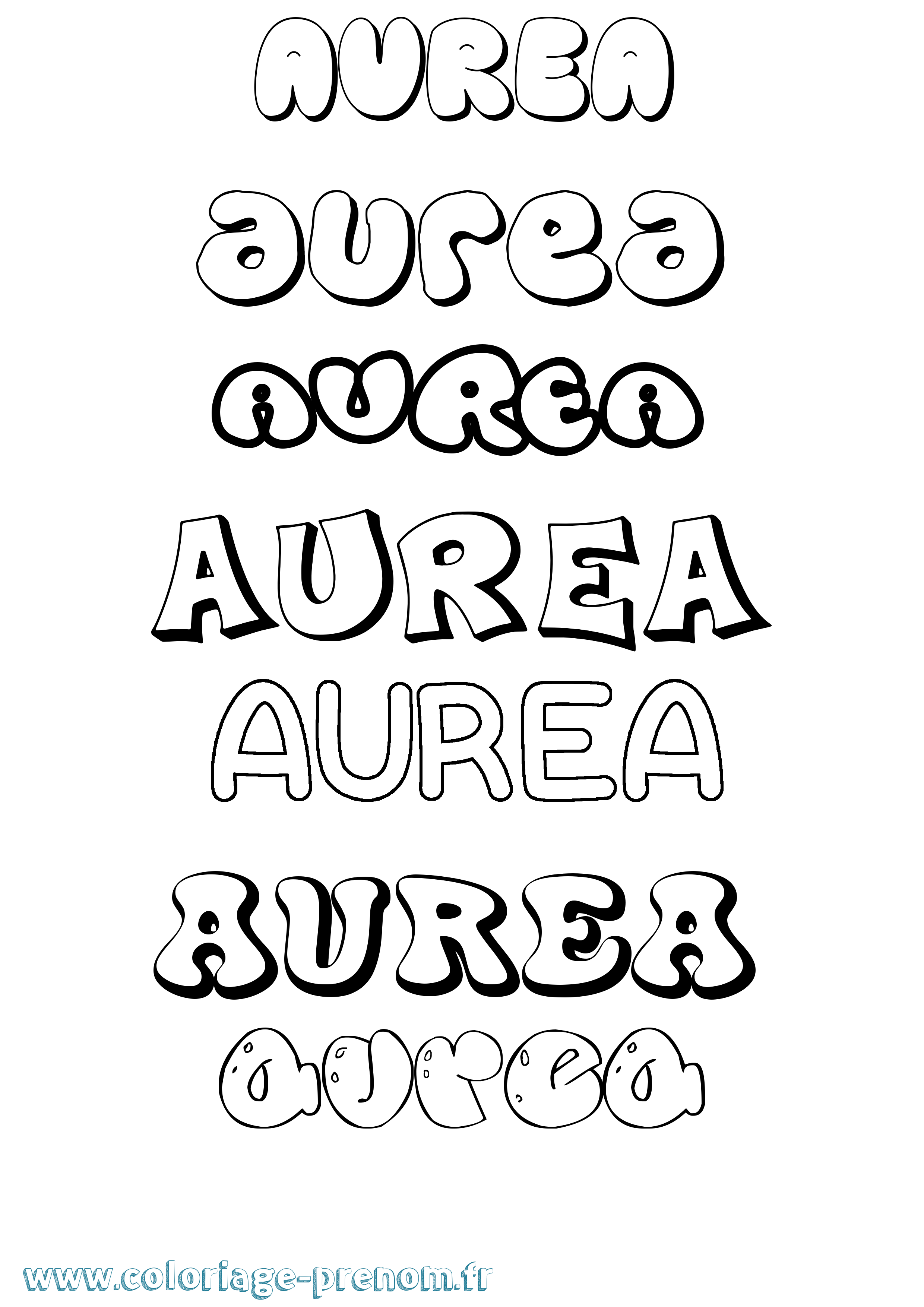 Coloriage prénom Aurea Bubble