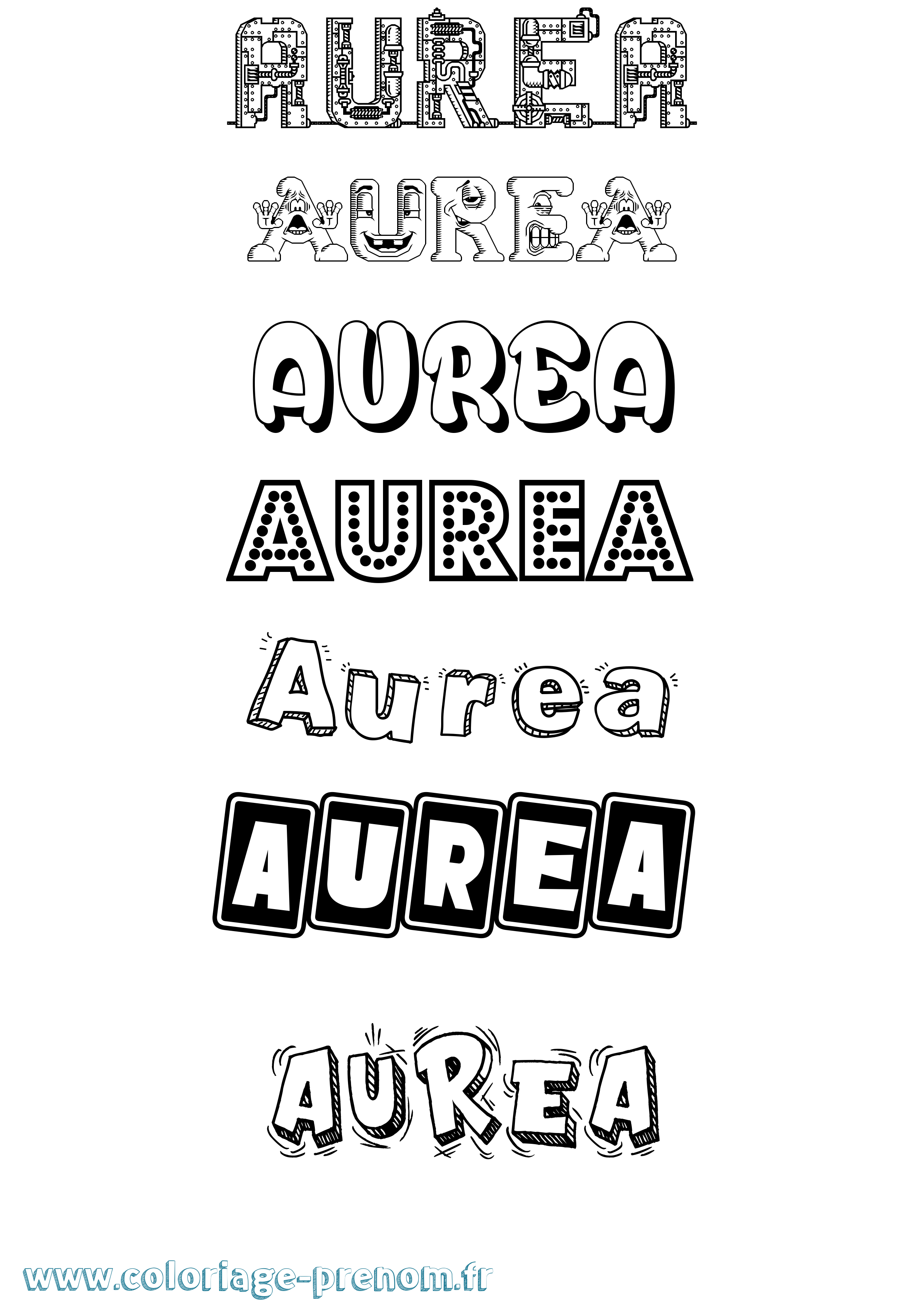 Coloriage prénom Aurea Fun