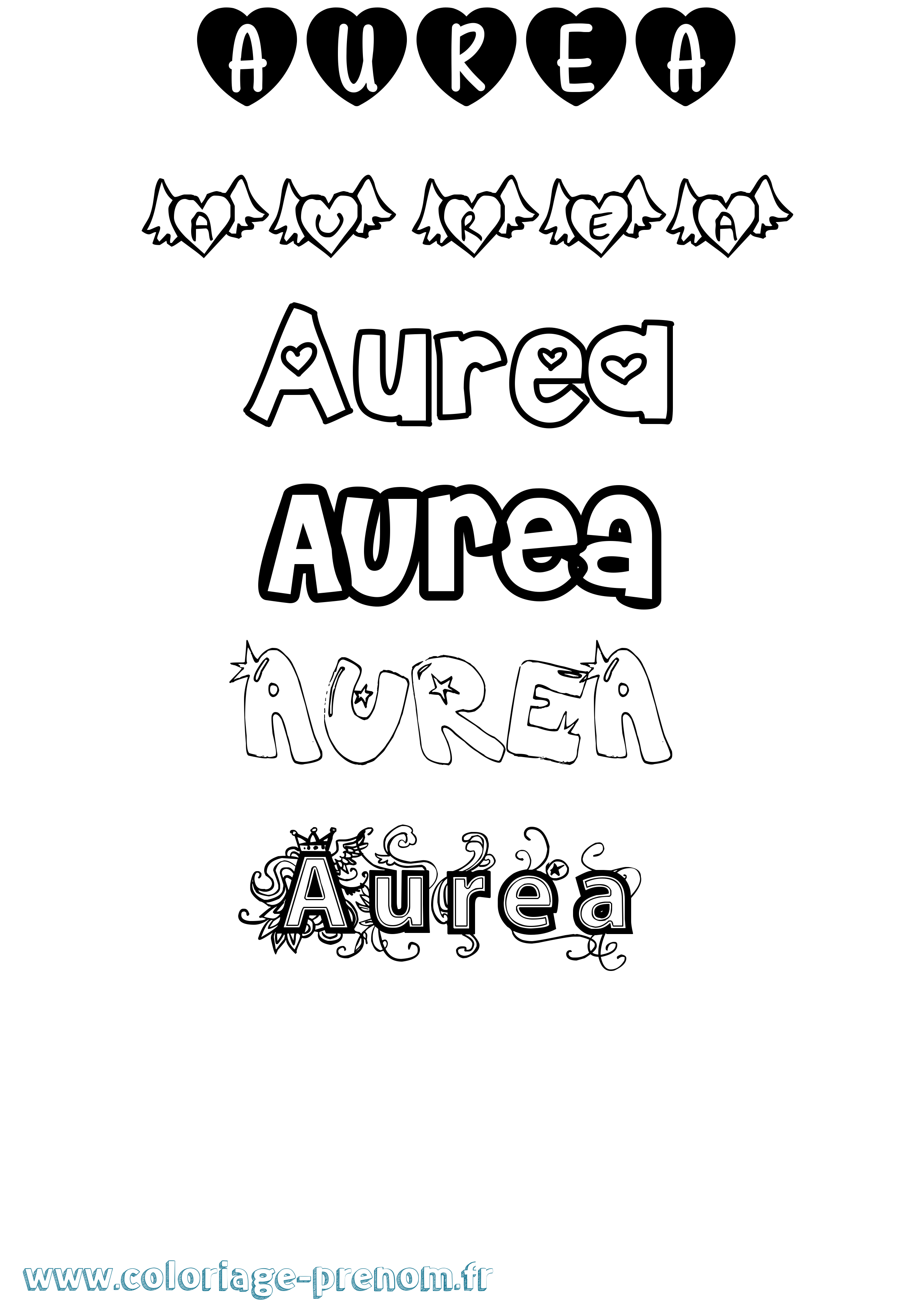 Coloriage prénom Aurea Girly