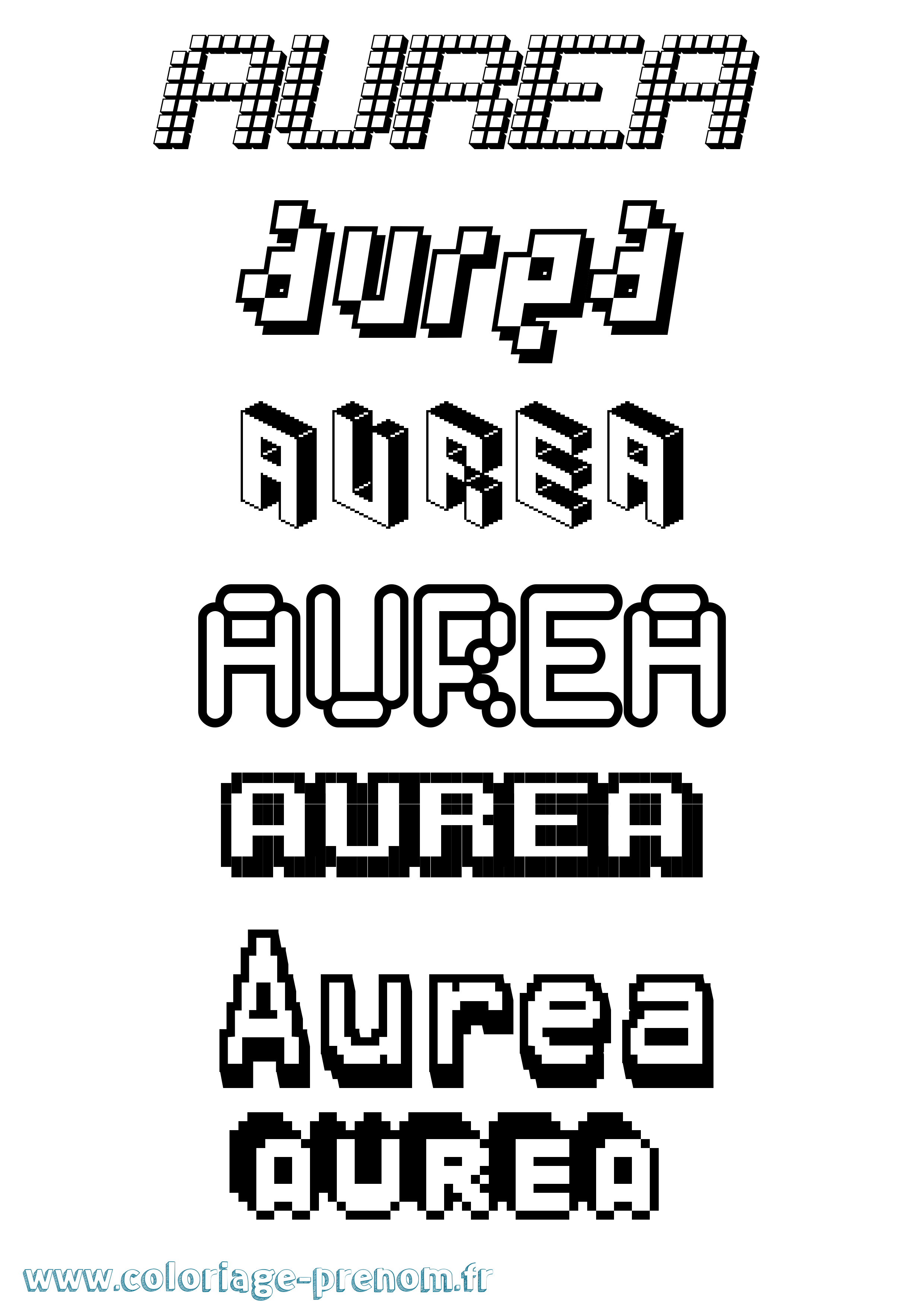 Coloriage prénom Aurea Pixel