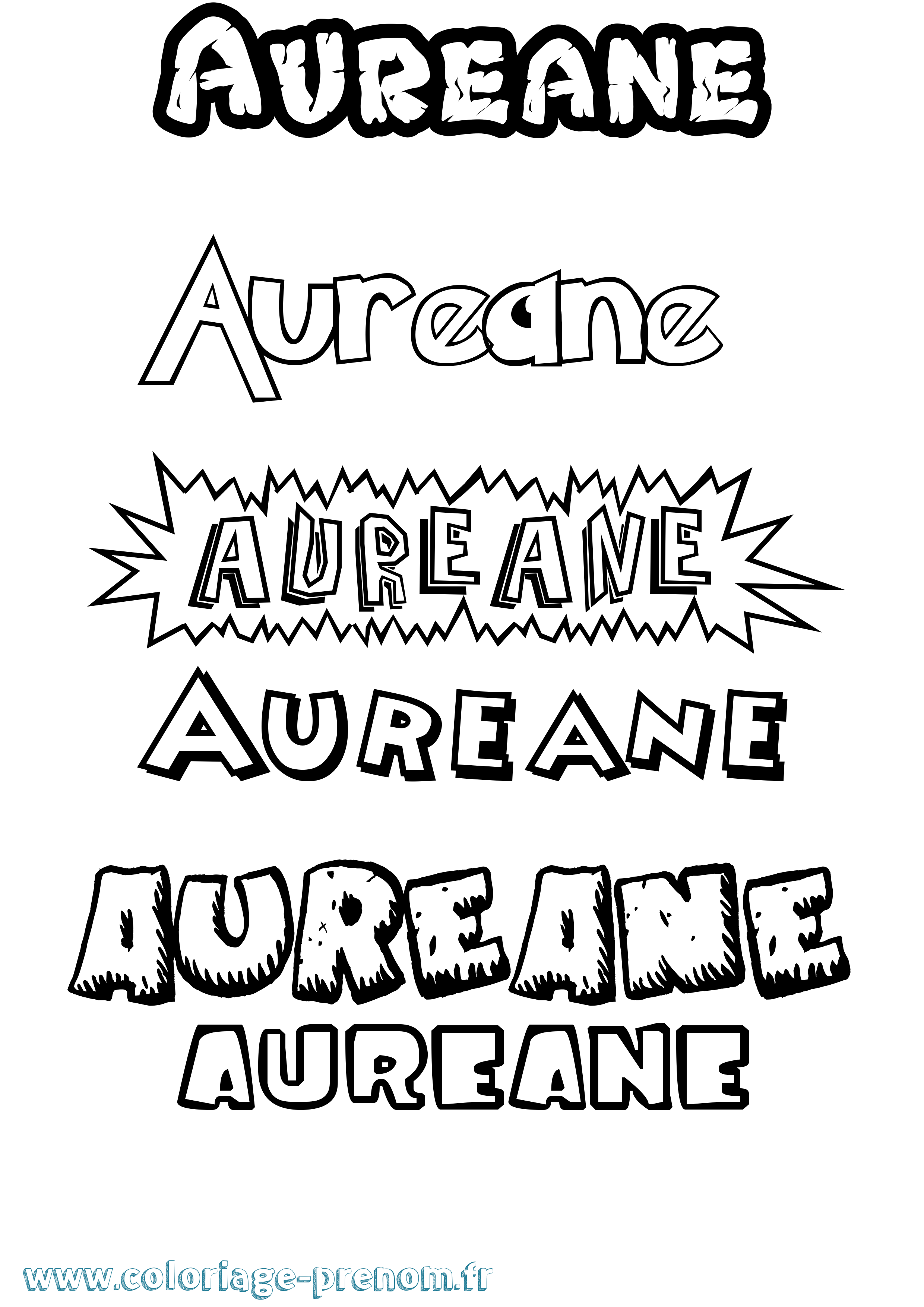 Coloriage prénom Aureane Dessin Animé