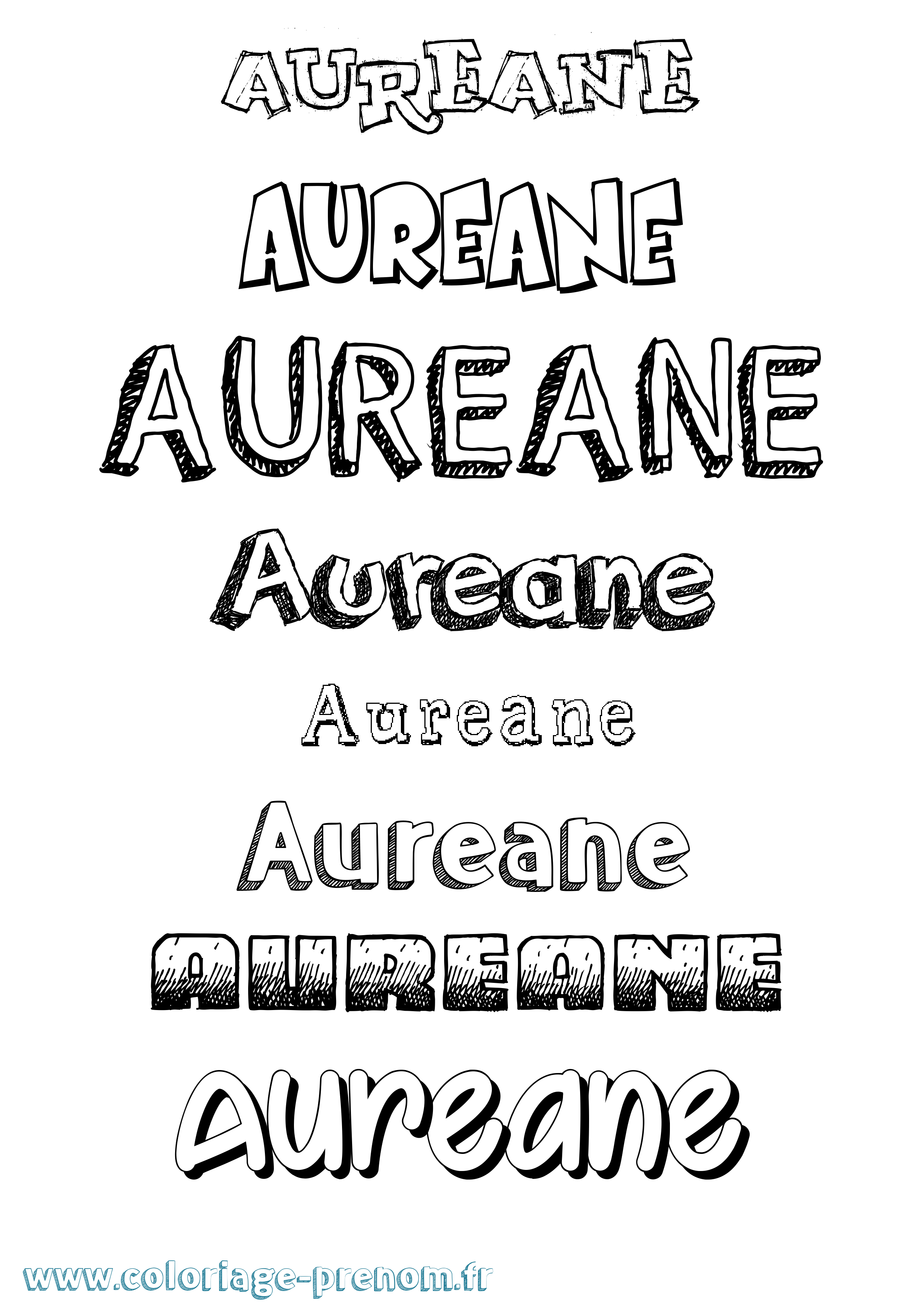 Coloriage prénom Aureane Dessiné