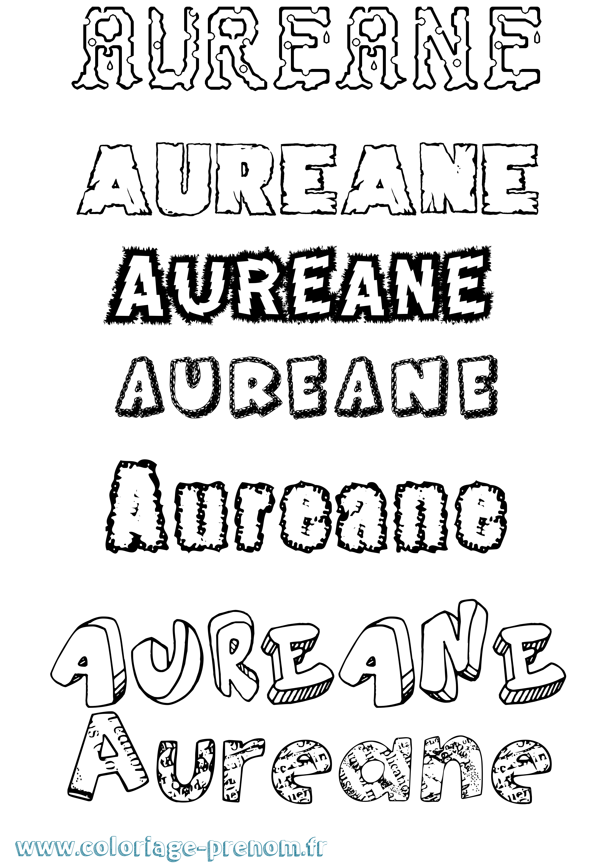 Coloriage prénom Aureane Destructuré