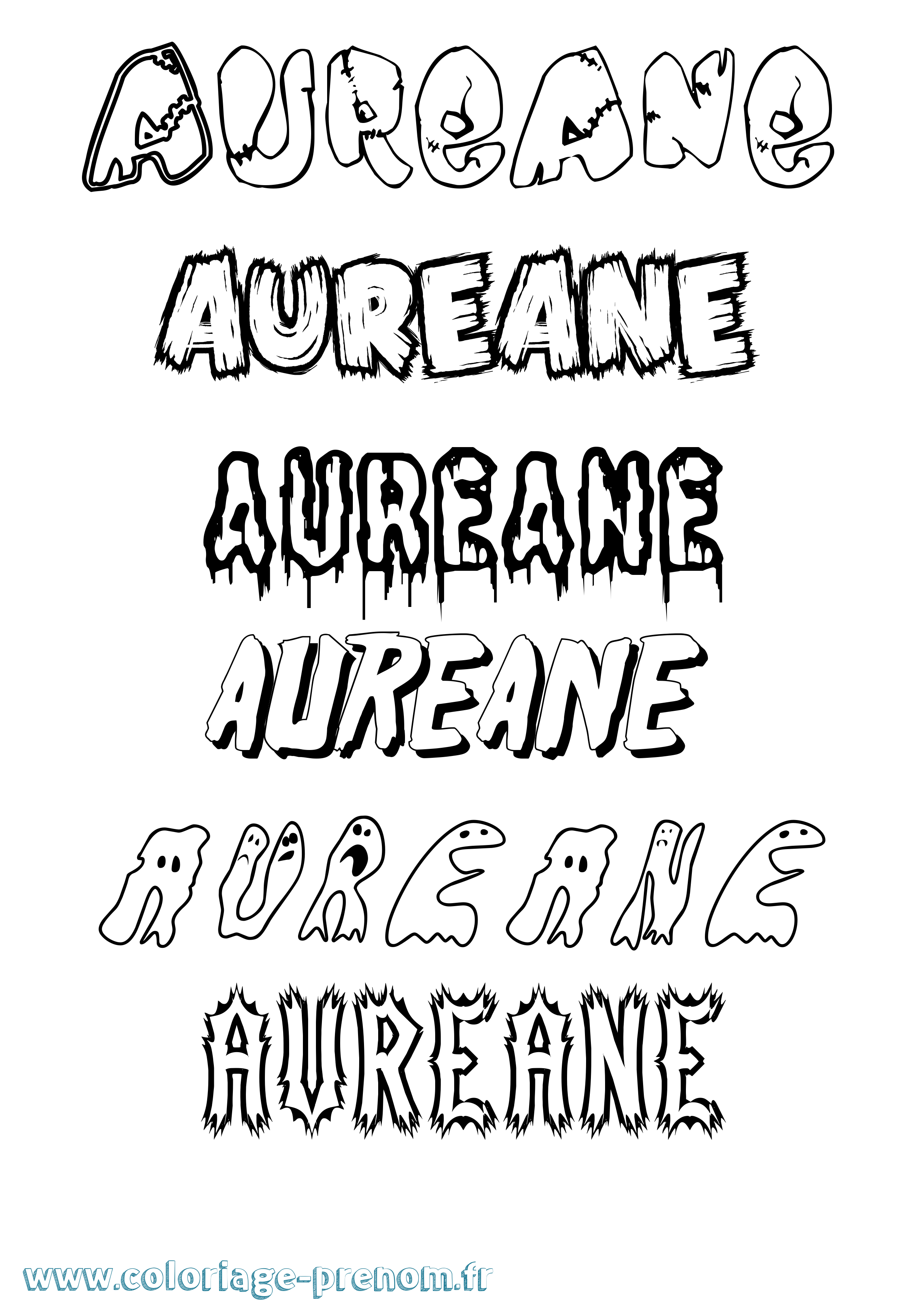 Coloriage prénom Aureane Frisson