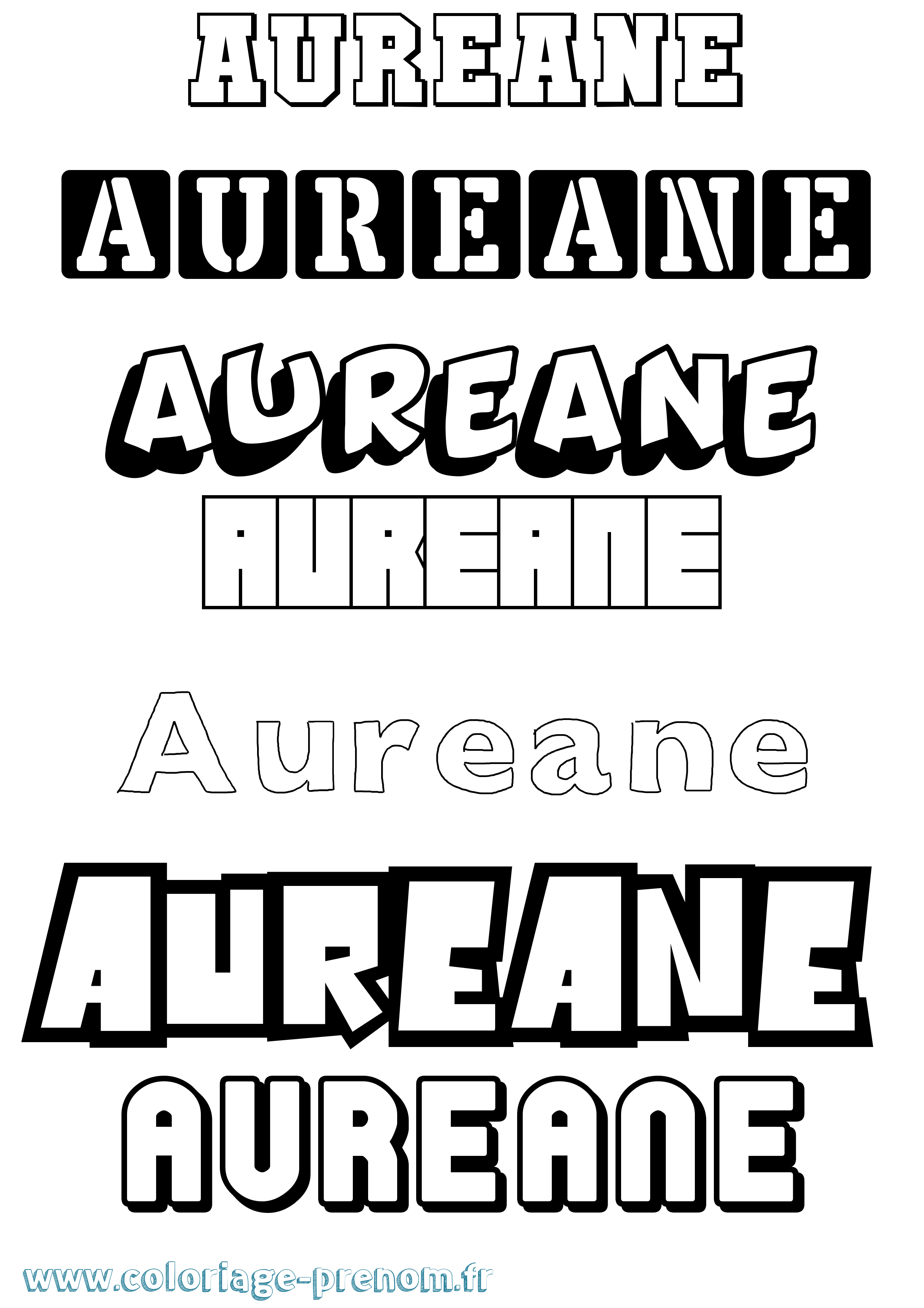 Coloriage prénom Aureane Simple