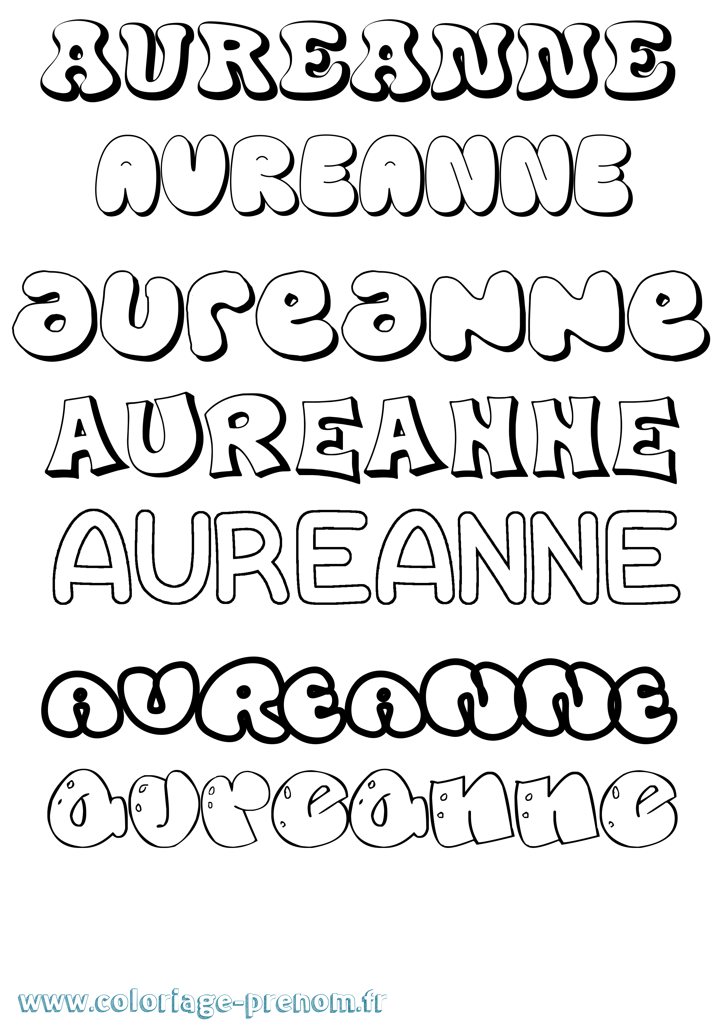 Coloriage prénom Aureanne Bubble