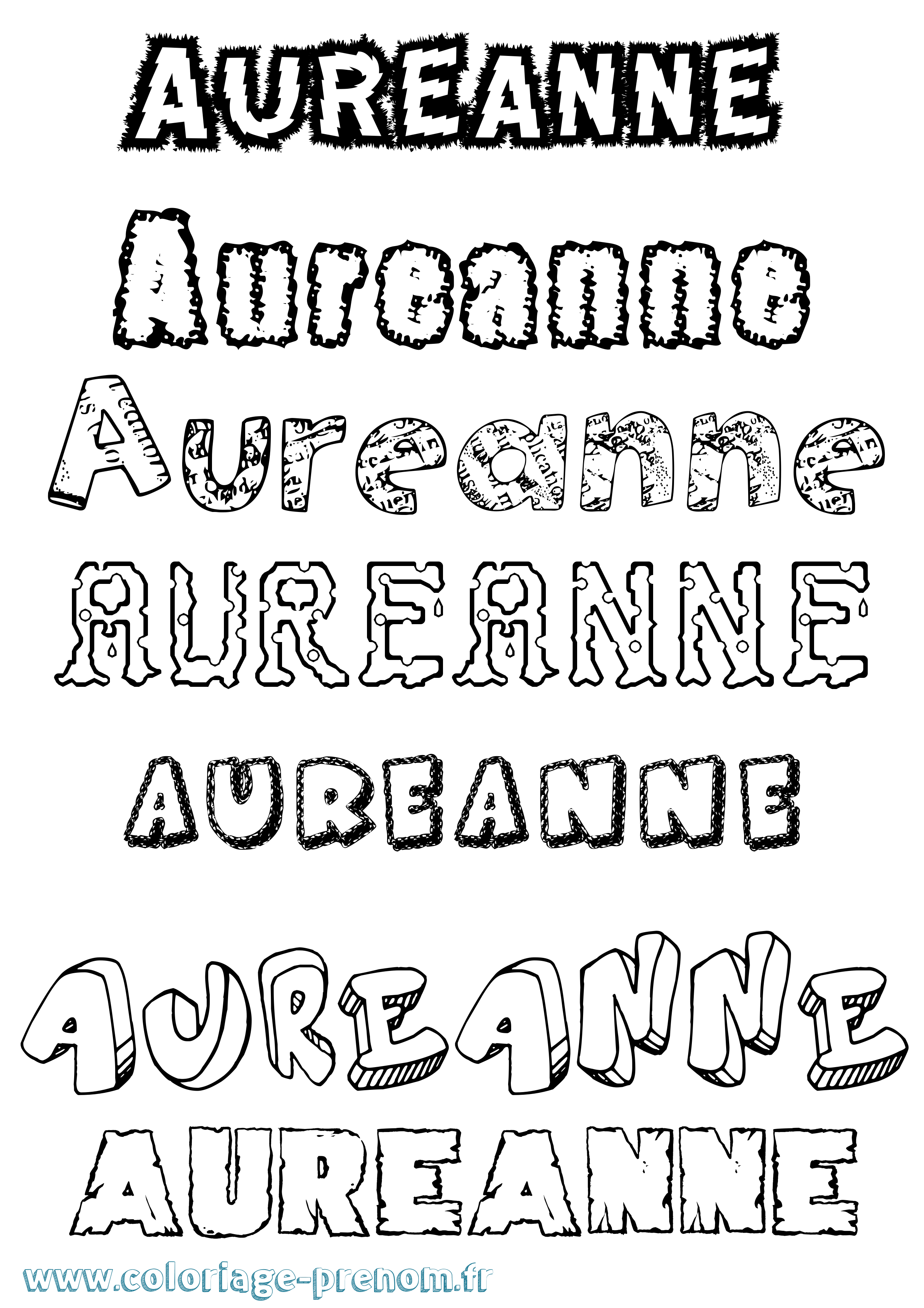 Coloriage prénom Aureanne Destructuré