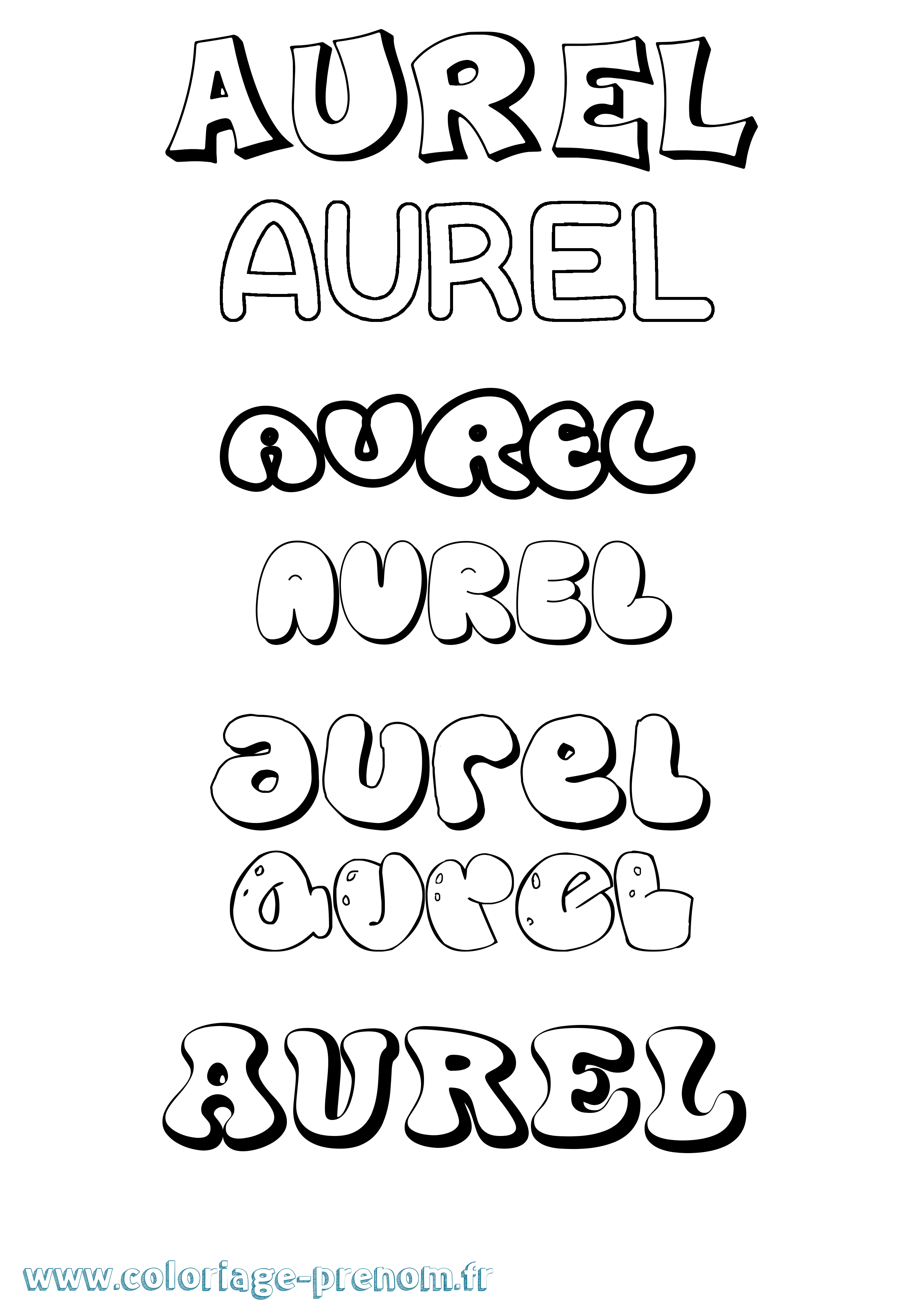 Coloriage prénom Aurel Bubble