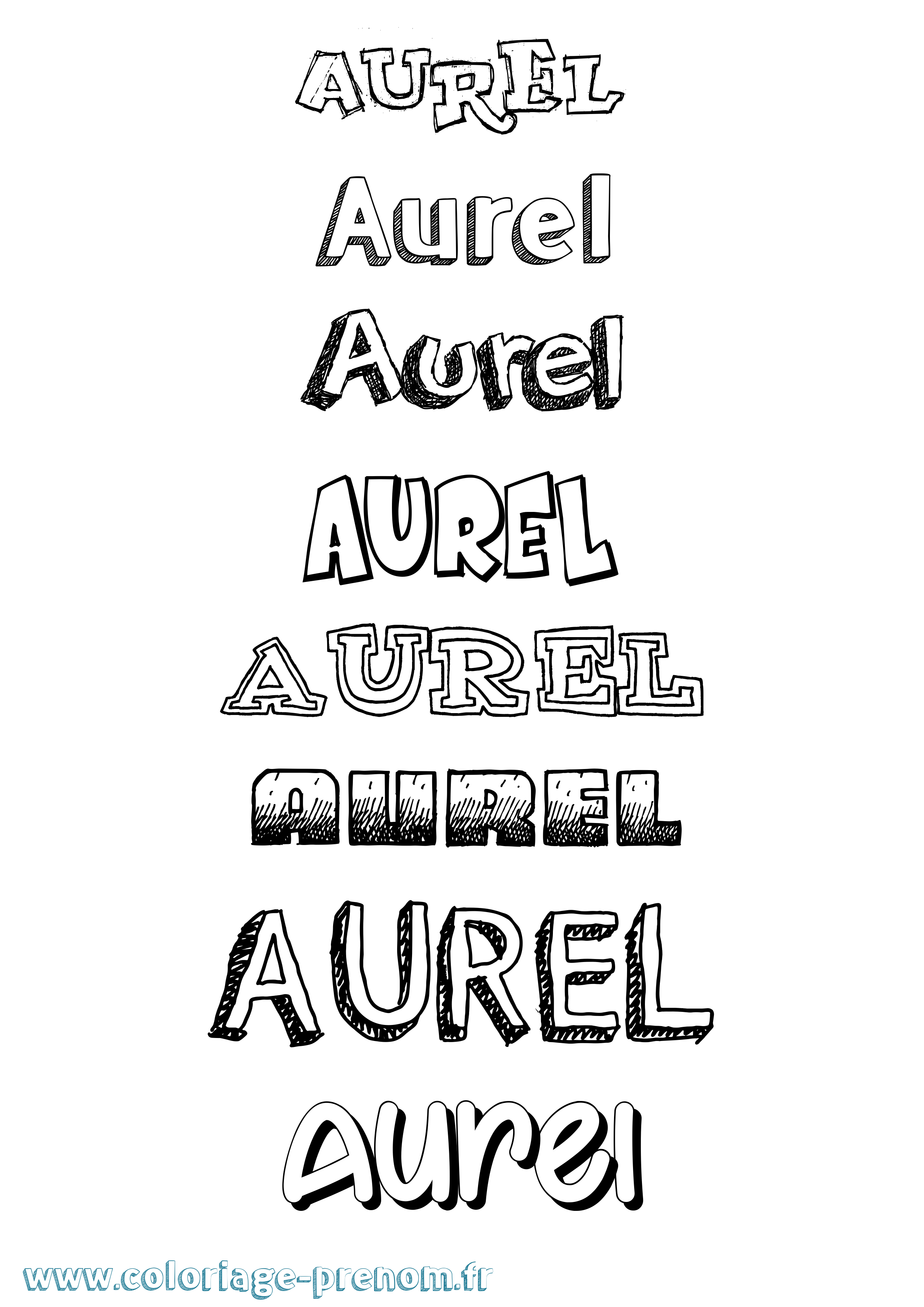 Coloriage prénom Aurel Dessiné