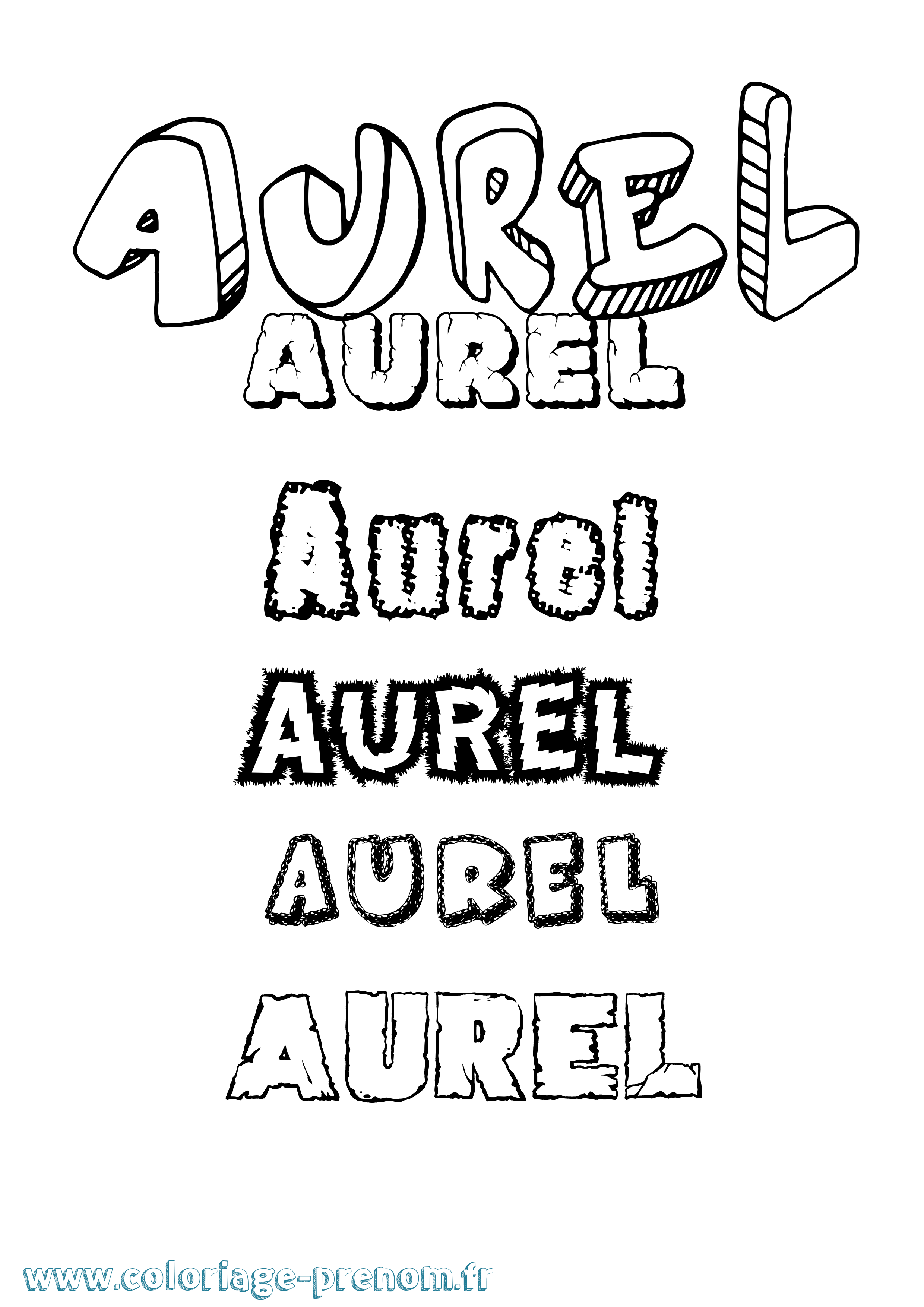 Coloriage prénom Aurel Destructuré