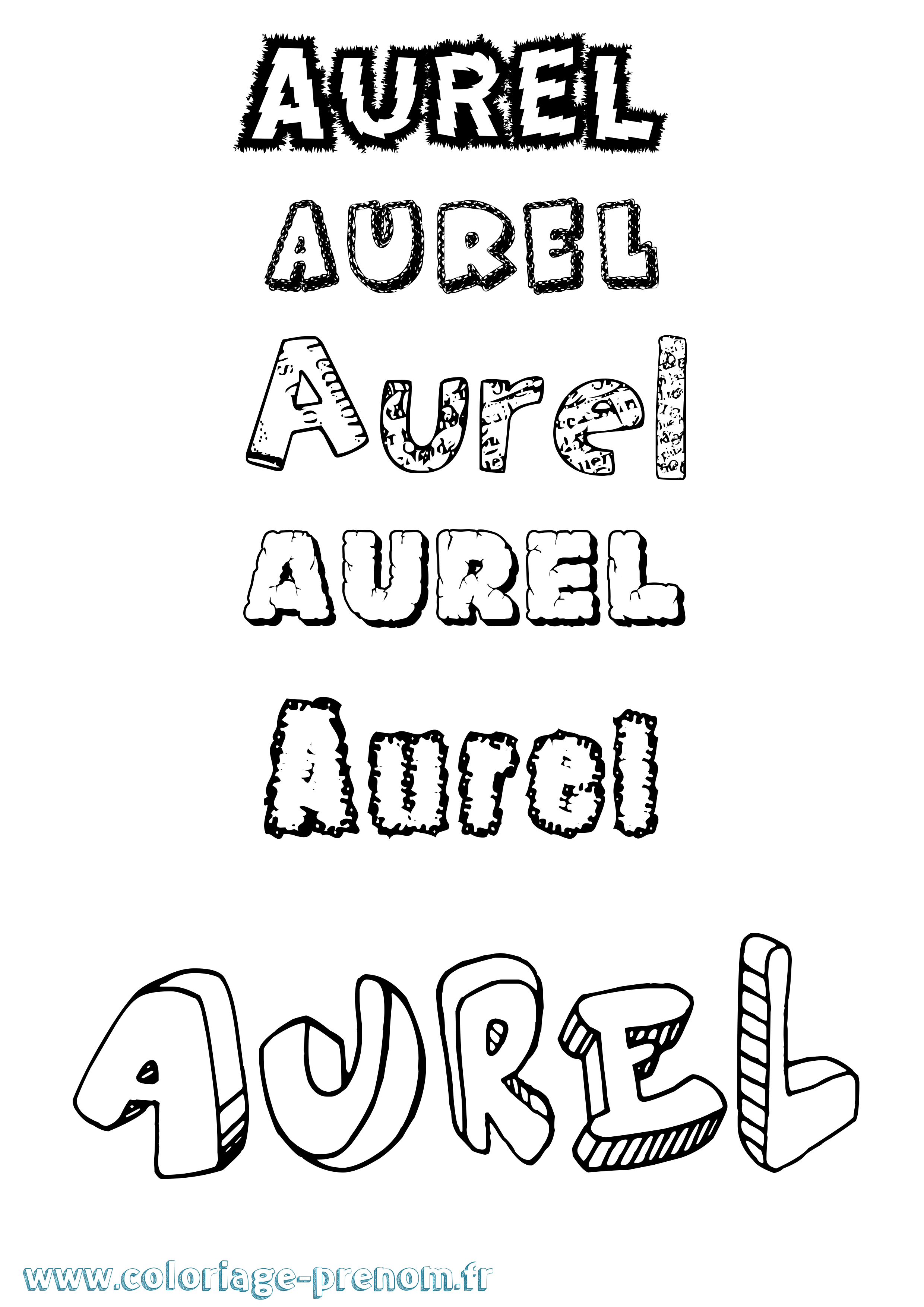 Coloriage Aurel Destructuré Coloriage prénom Aurel Destructuré