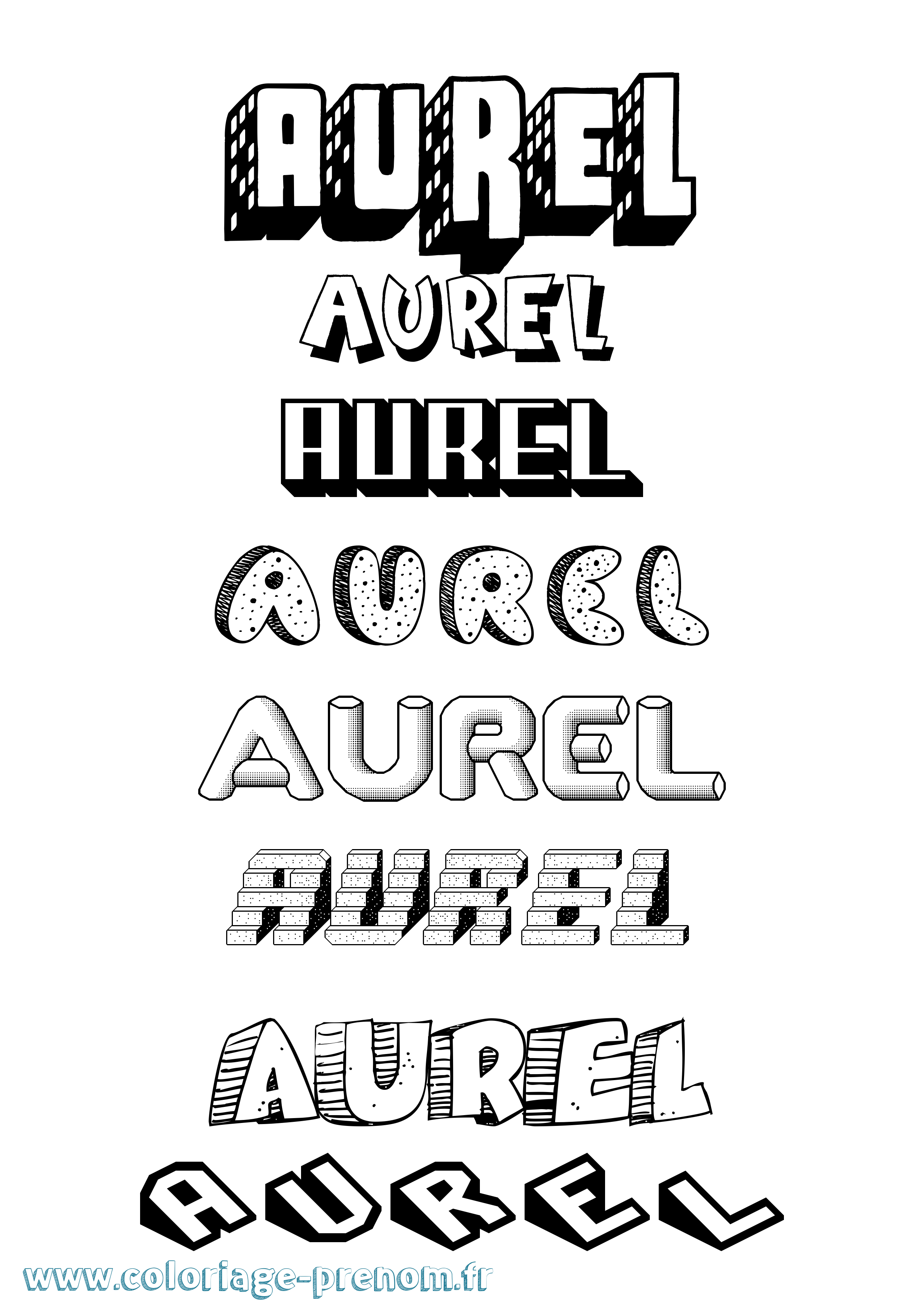 Coloriage Aurel Effet 3D Coloriage prénom Aurel Effet 3D