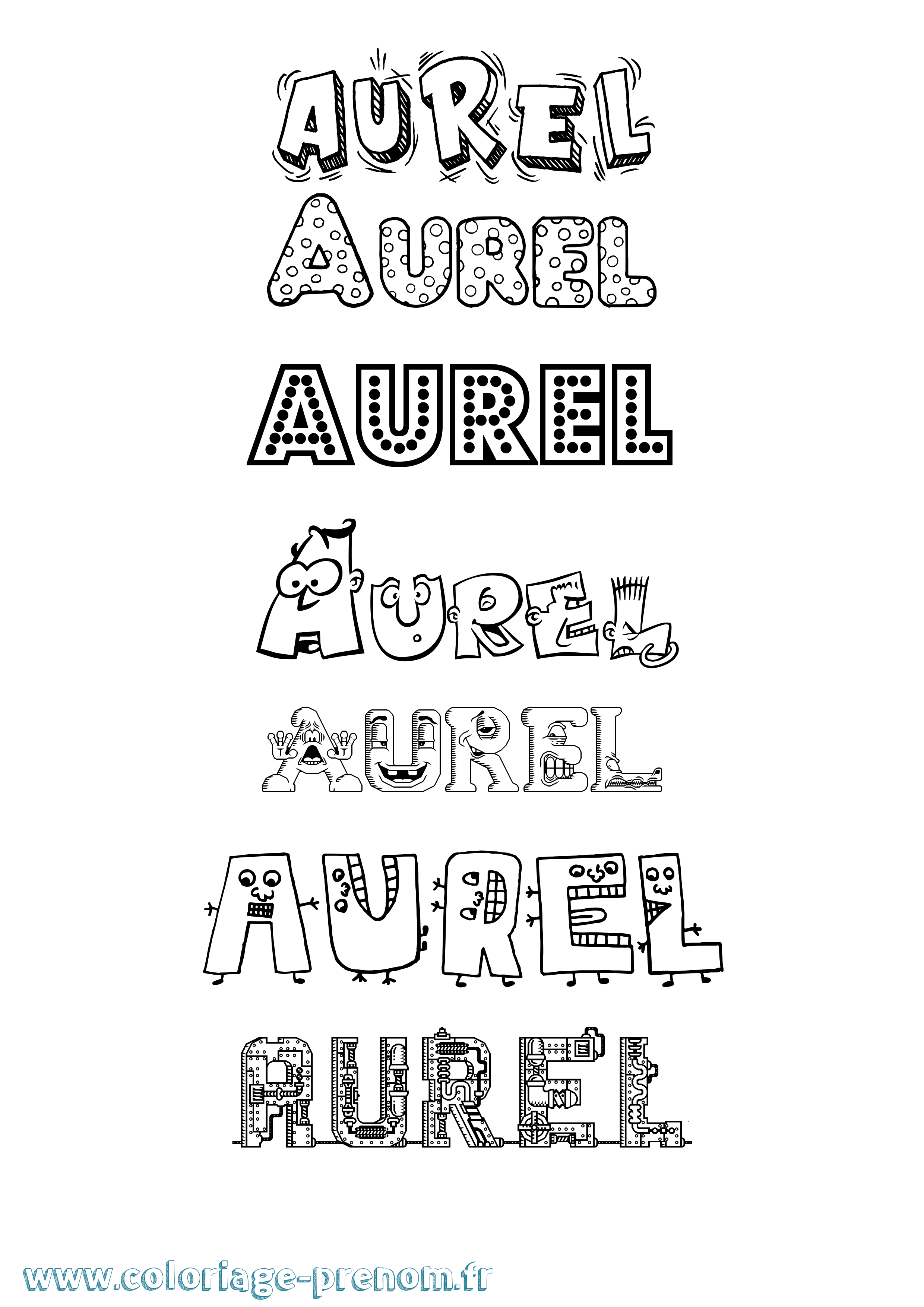 Coloriage prénom Aurel Fun