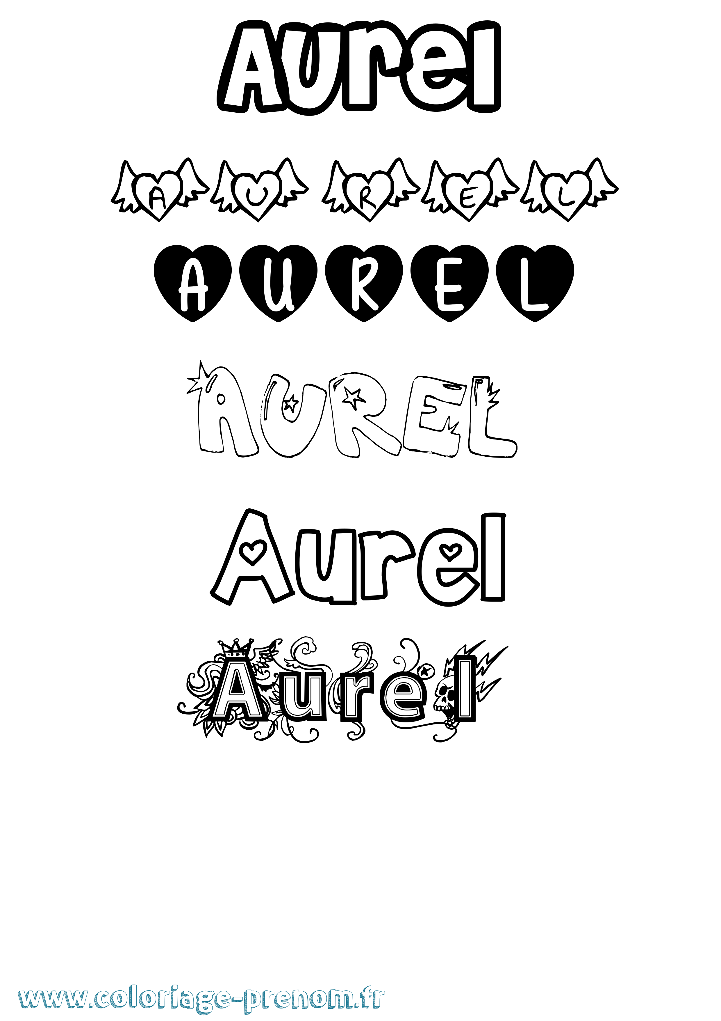 Coloriage Aurel Girly Coloriage prénom Aurel Girly