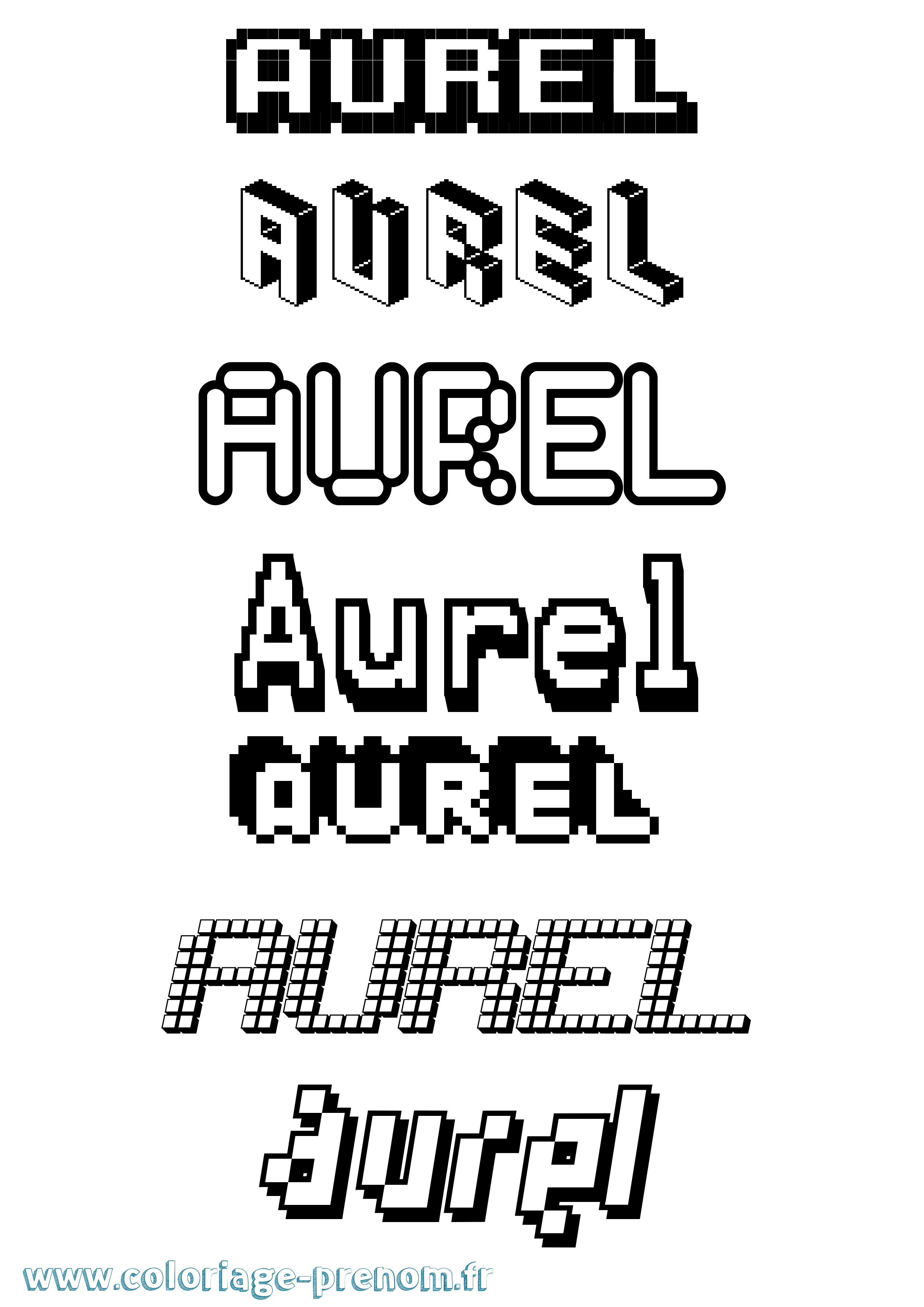 Coloriage prénom Aurel Pixel