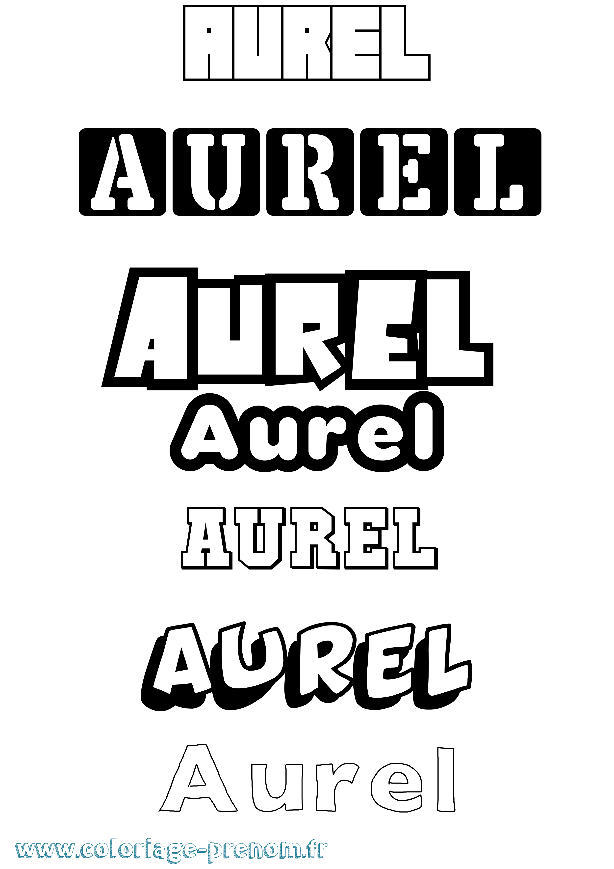 Coloriage prénom Aurel Simple
