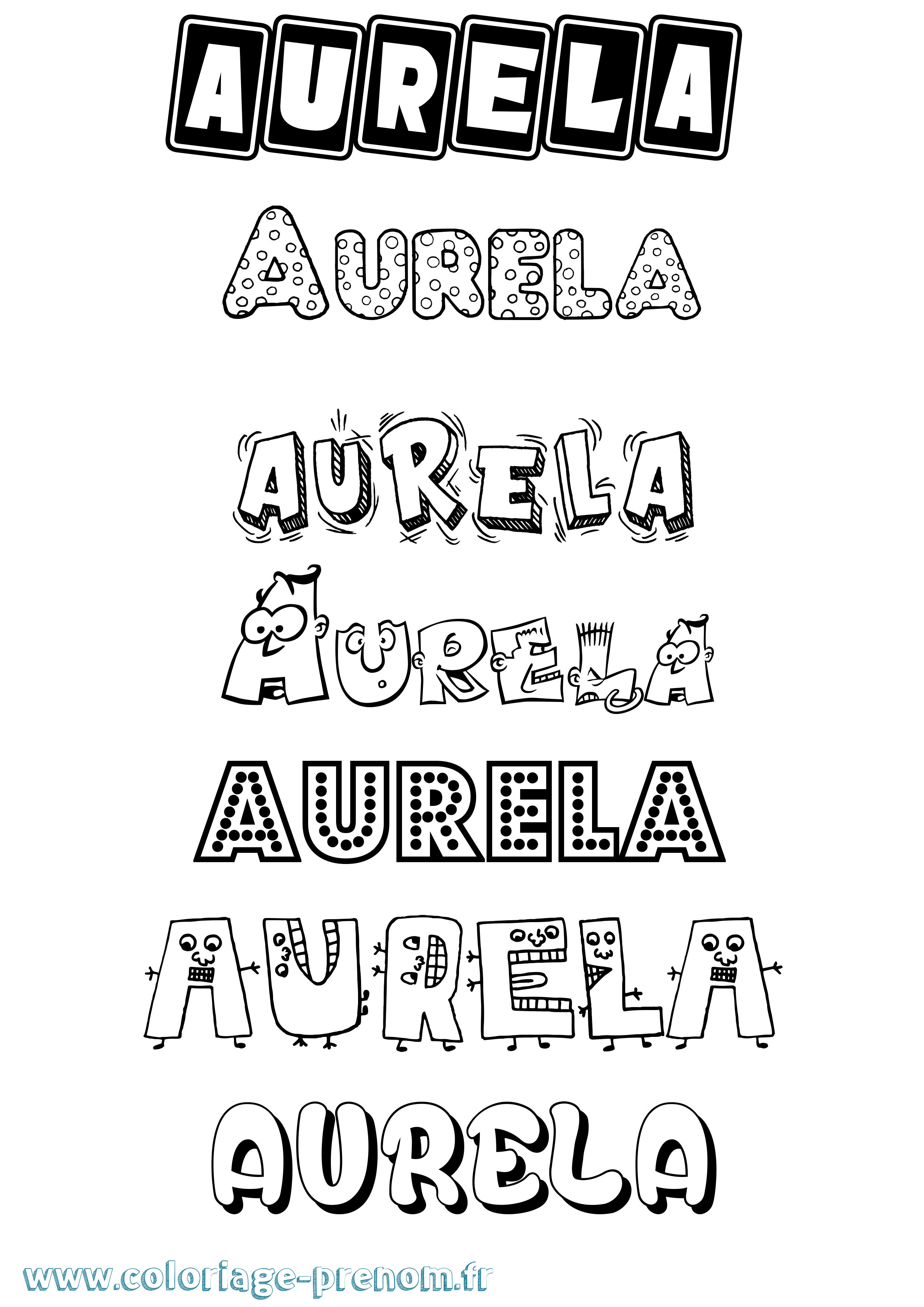 Coloriage prénom Aurela Fun