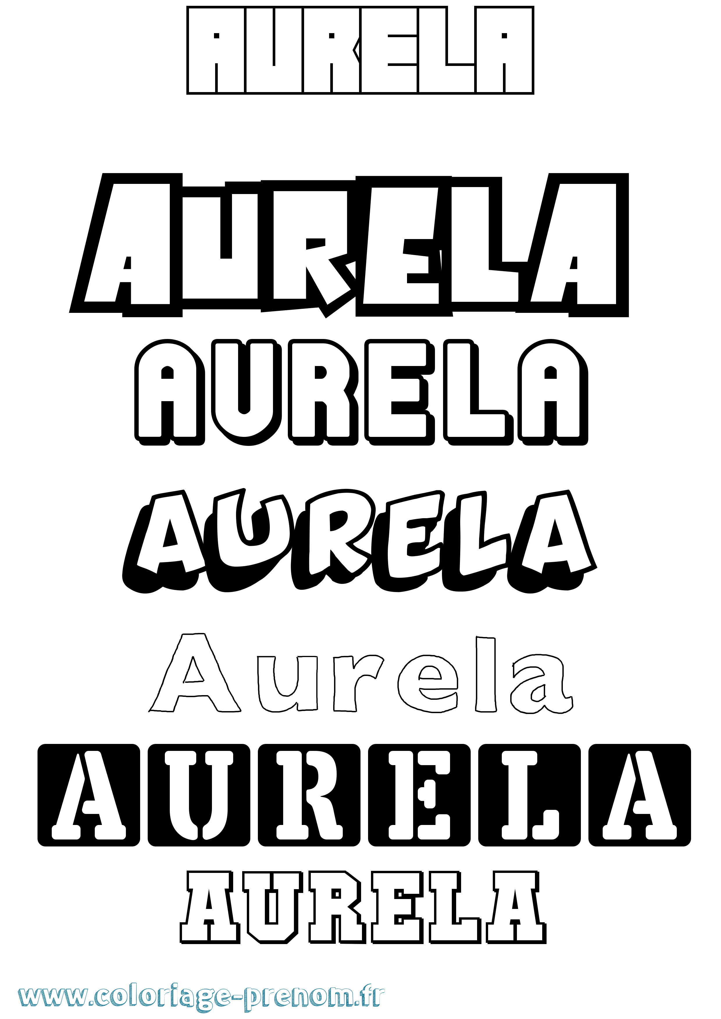 Coloriage prénom Aurela Simple
