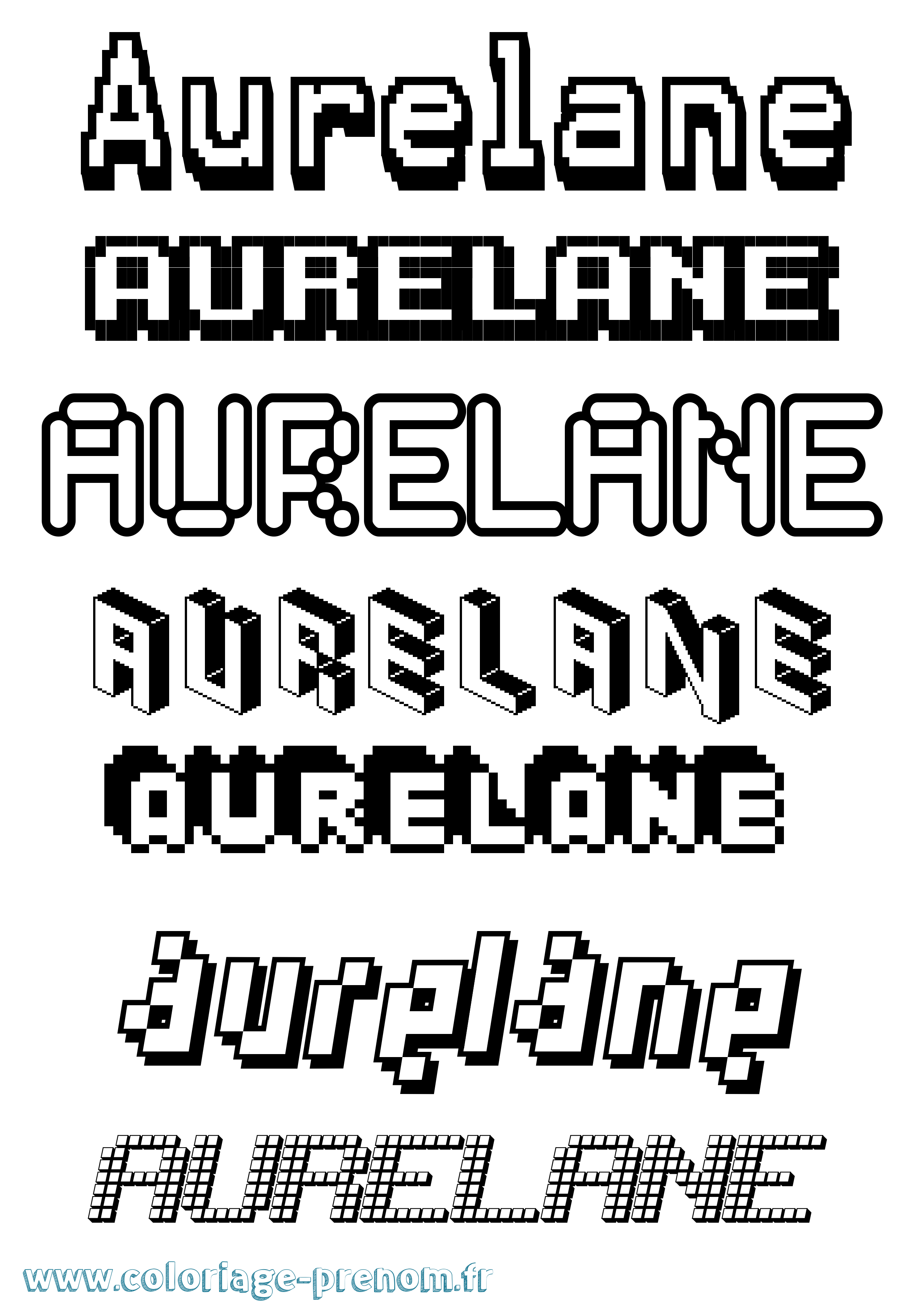 Coloriage prénom Aurelane Pixel