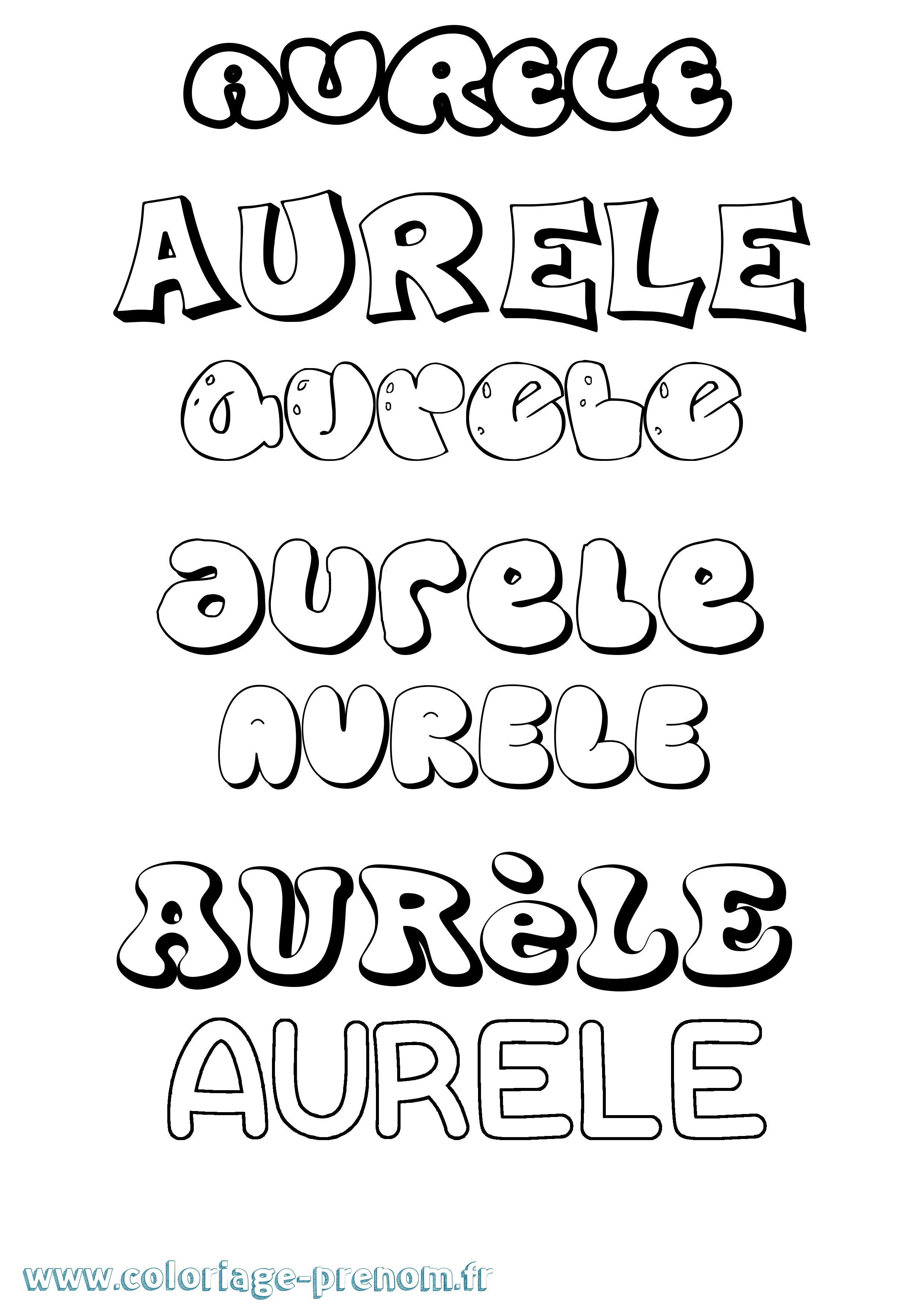 Coloriage prénom Aurèle Bubble