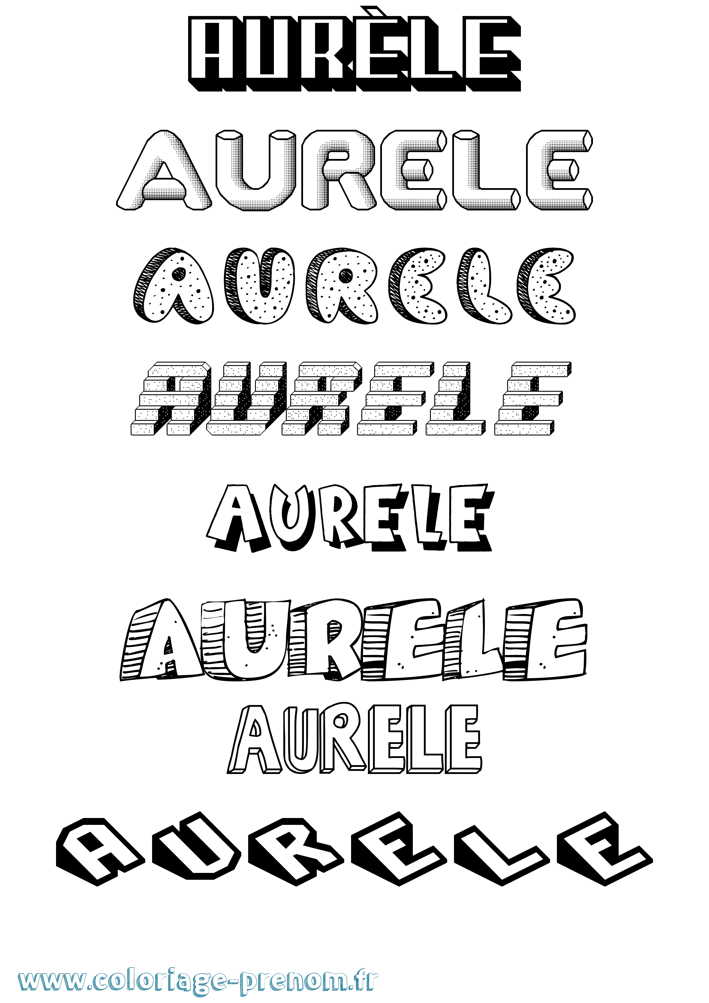 Coloriage prénom Aurèle Effet 3D