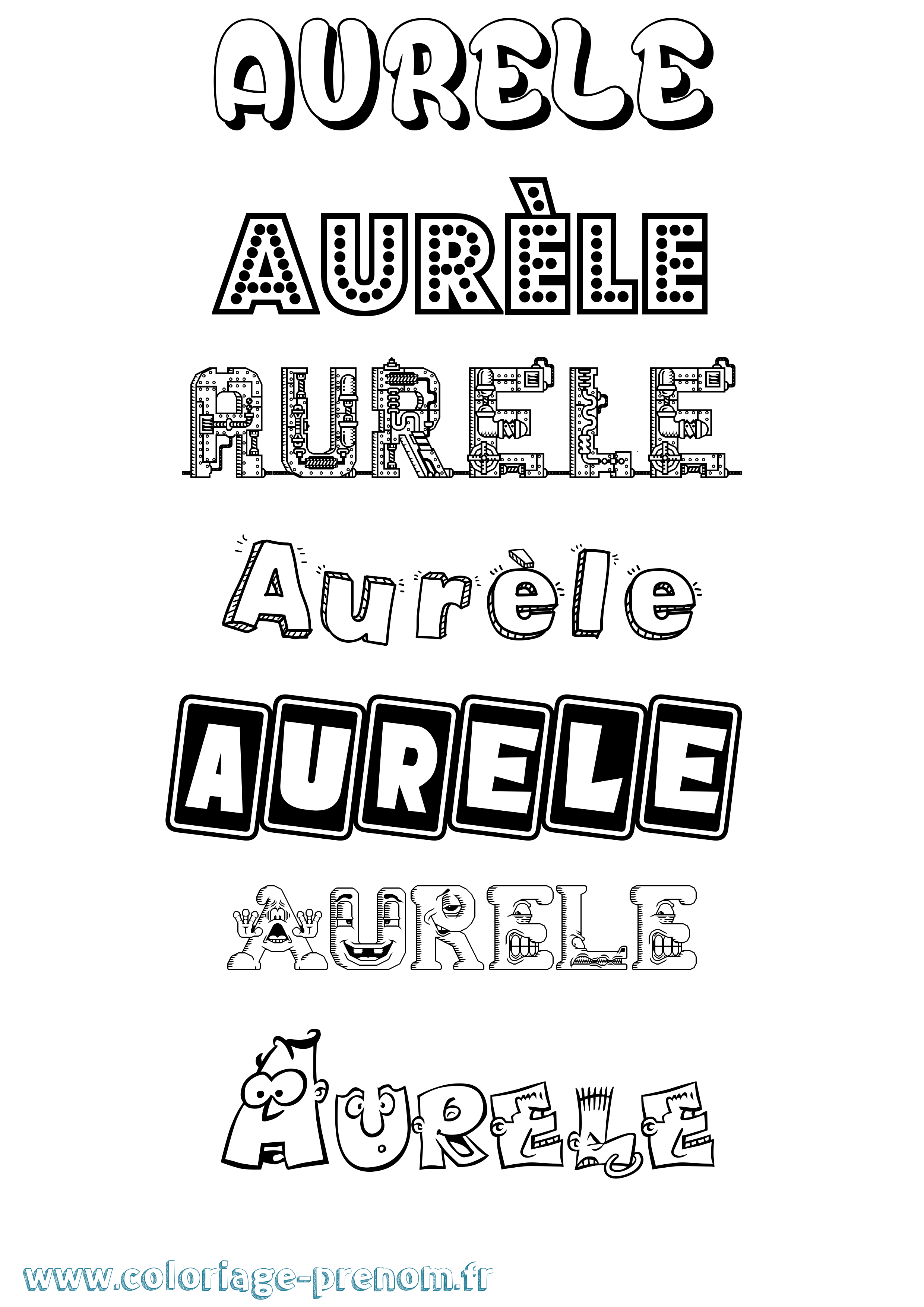 Coloriage prénom Aurèle Fun