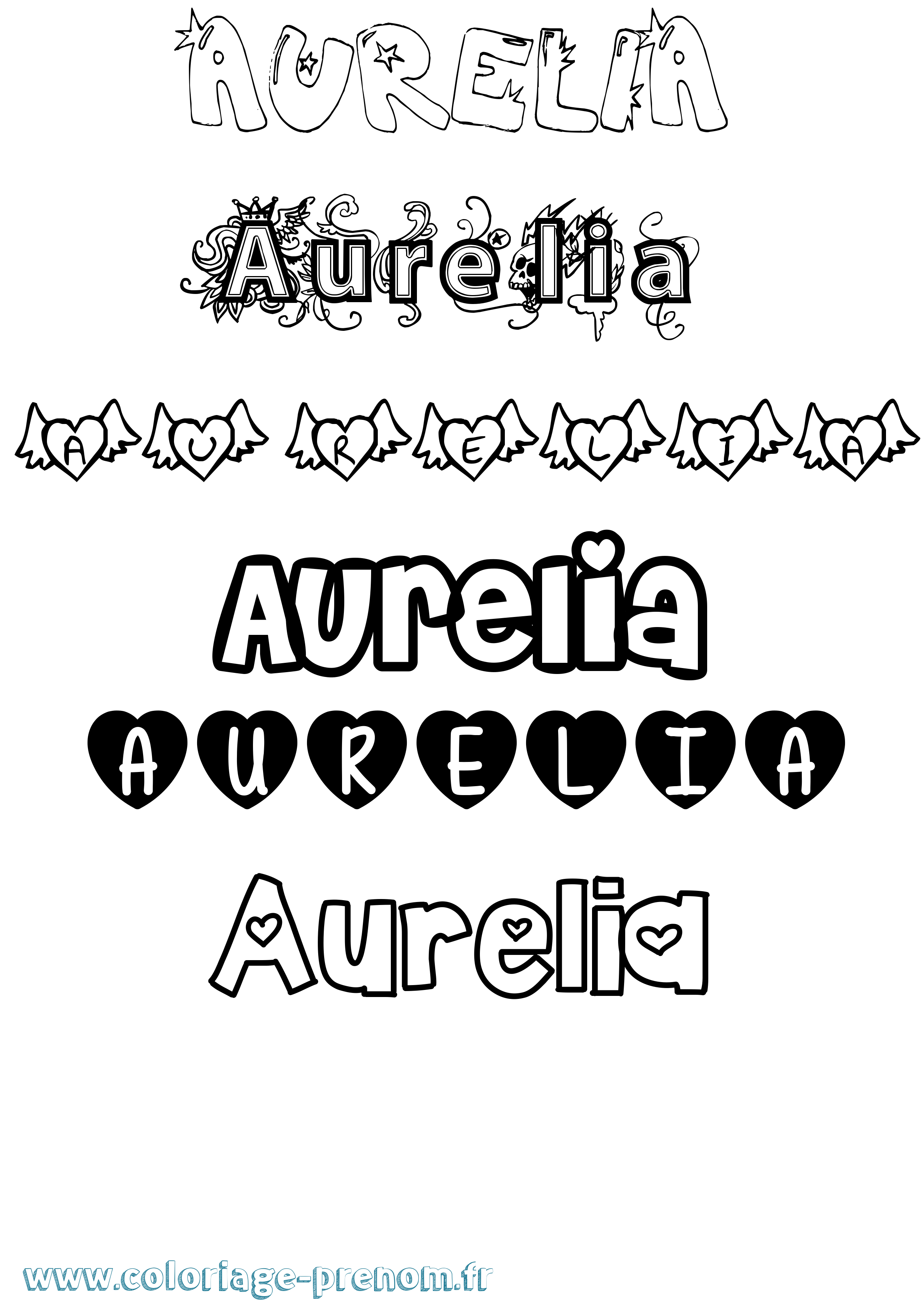 Coloriage prénom Aurelia