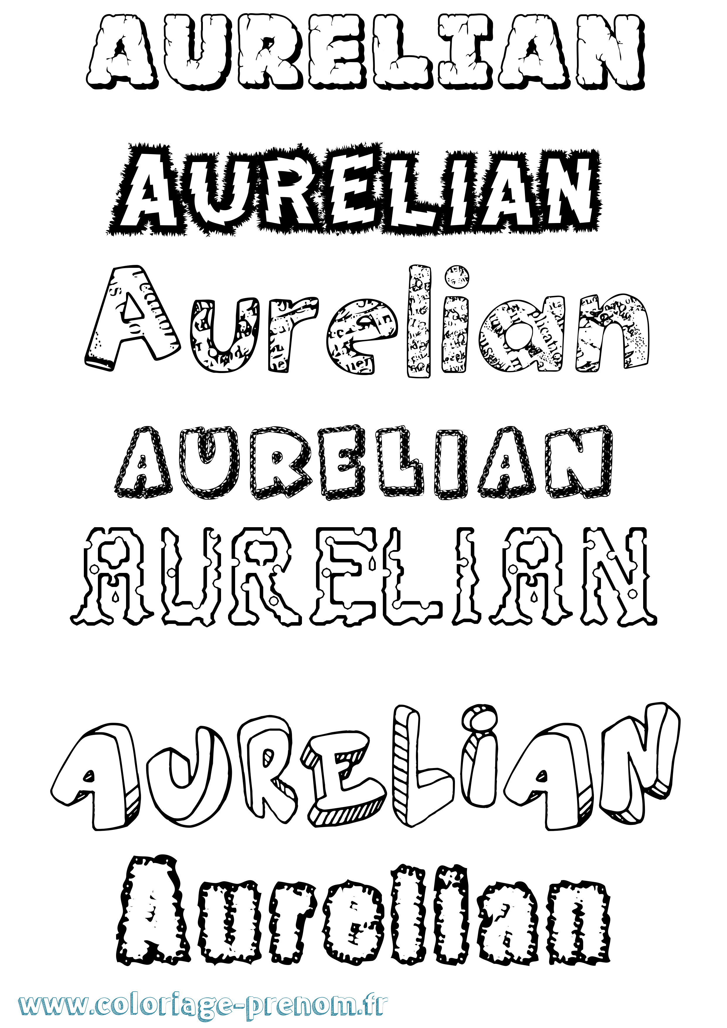 Coloriage prénom Aurelian Destructuré