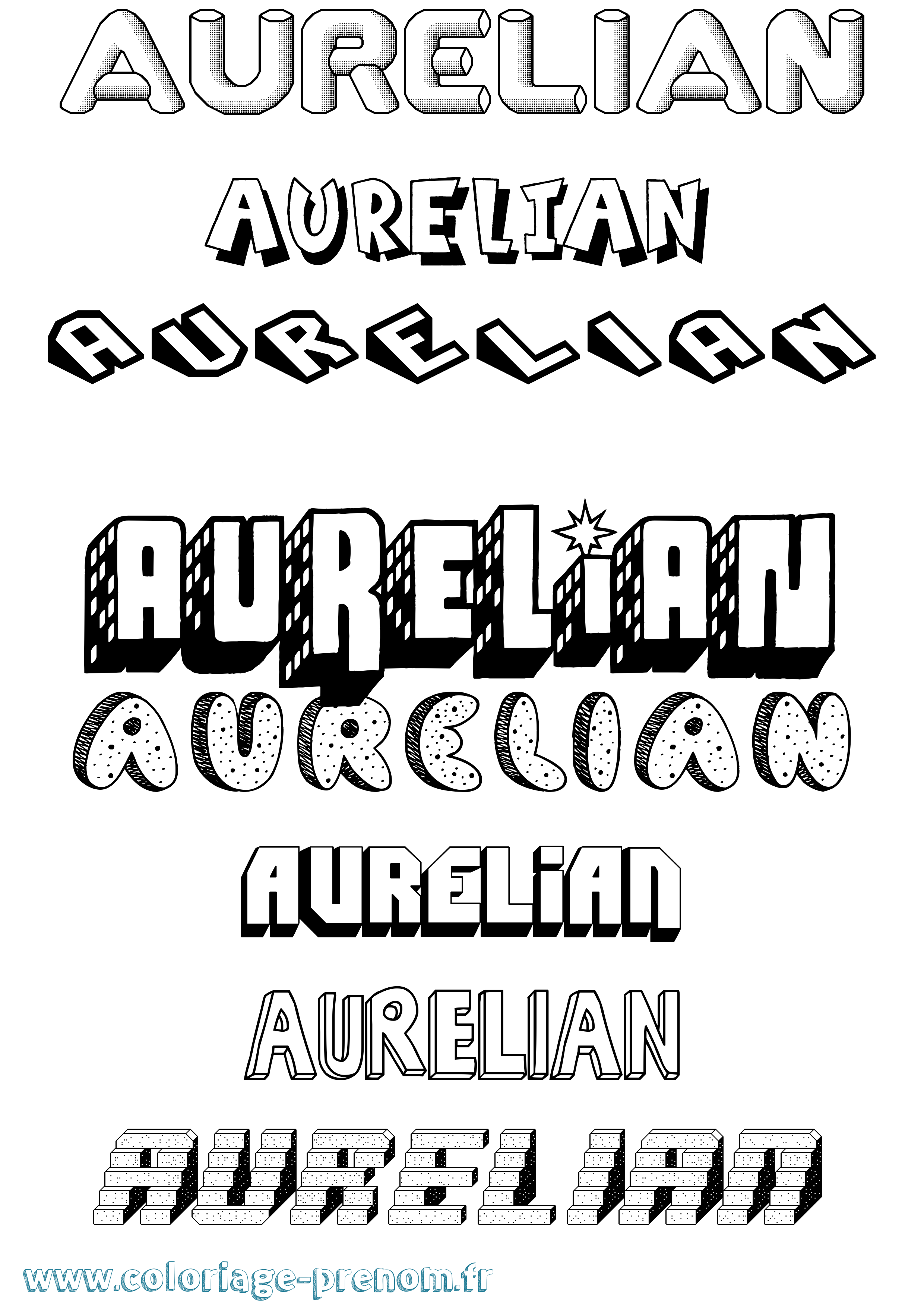 Coloriage prénom Aurelian Effet 3D