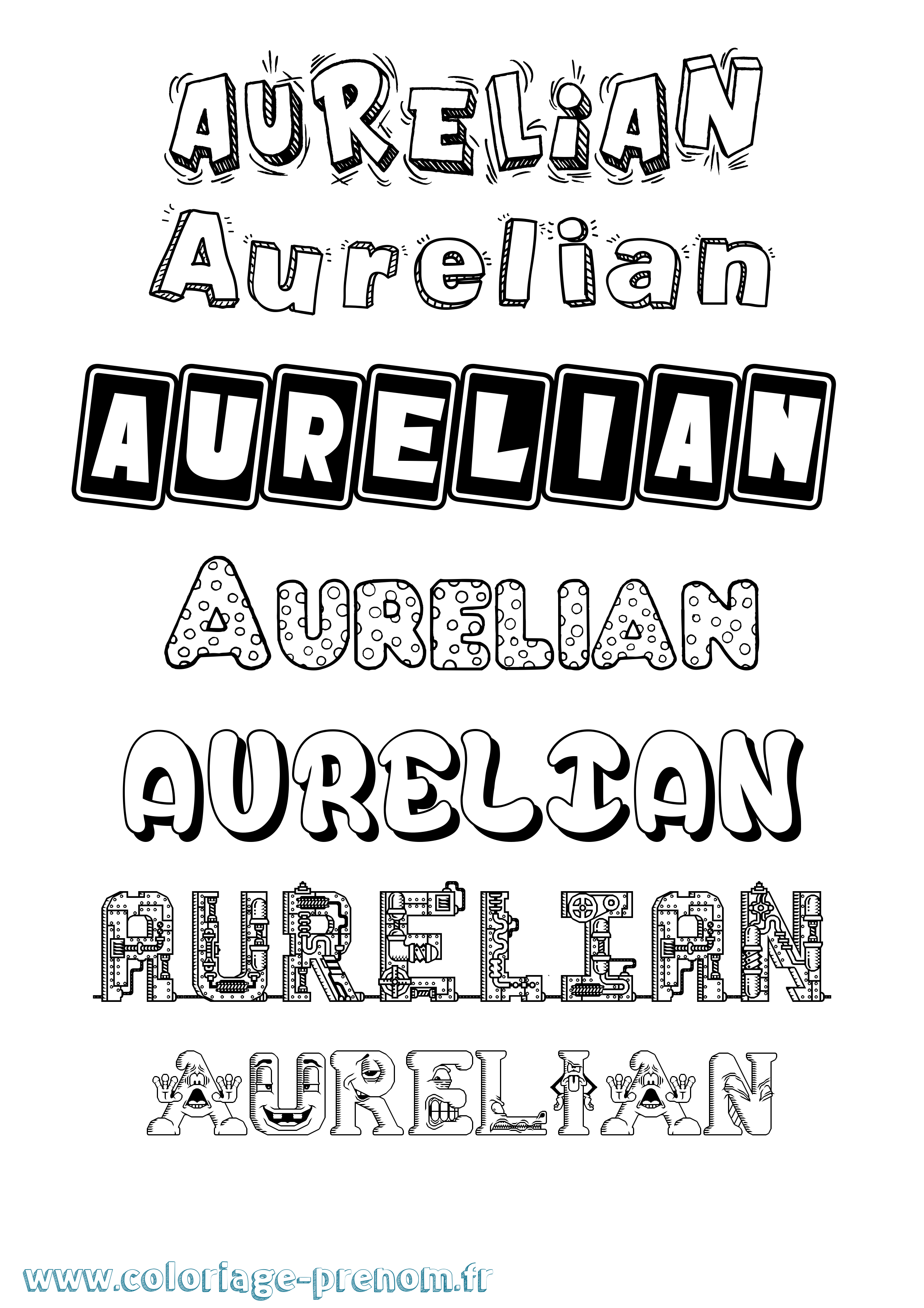 Coloriage prénom Aurelian Fun
