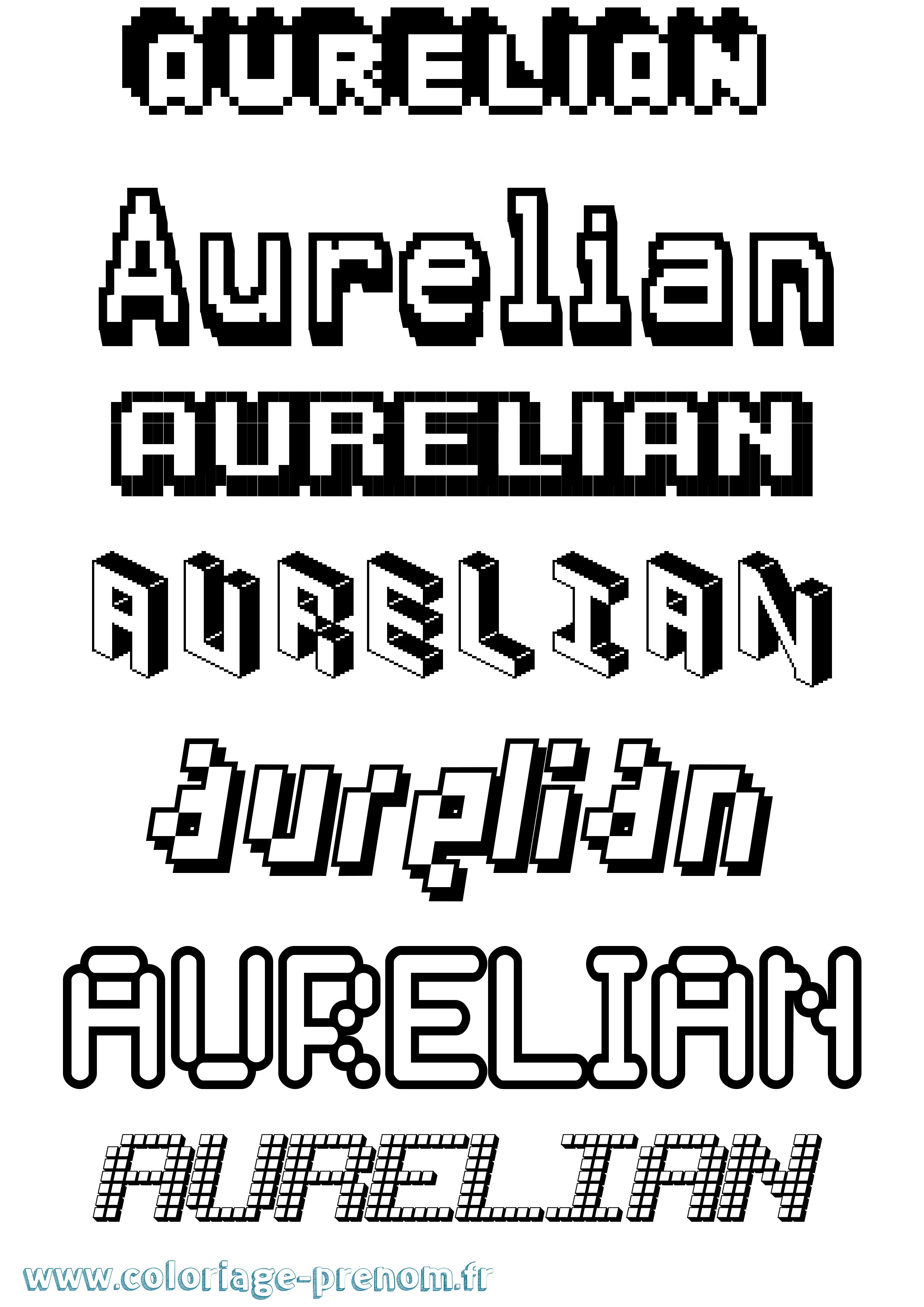 Coloriage prénom Aurelian Pixel