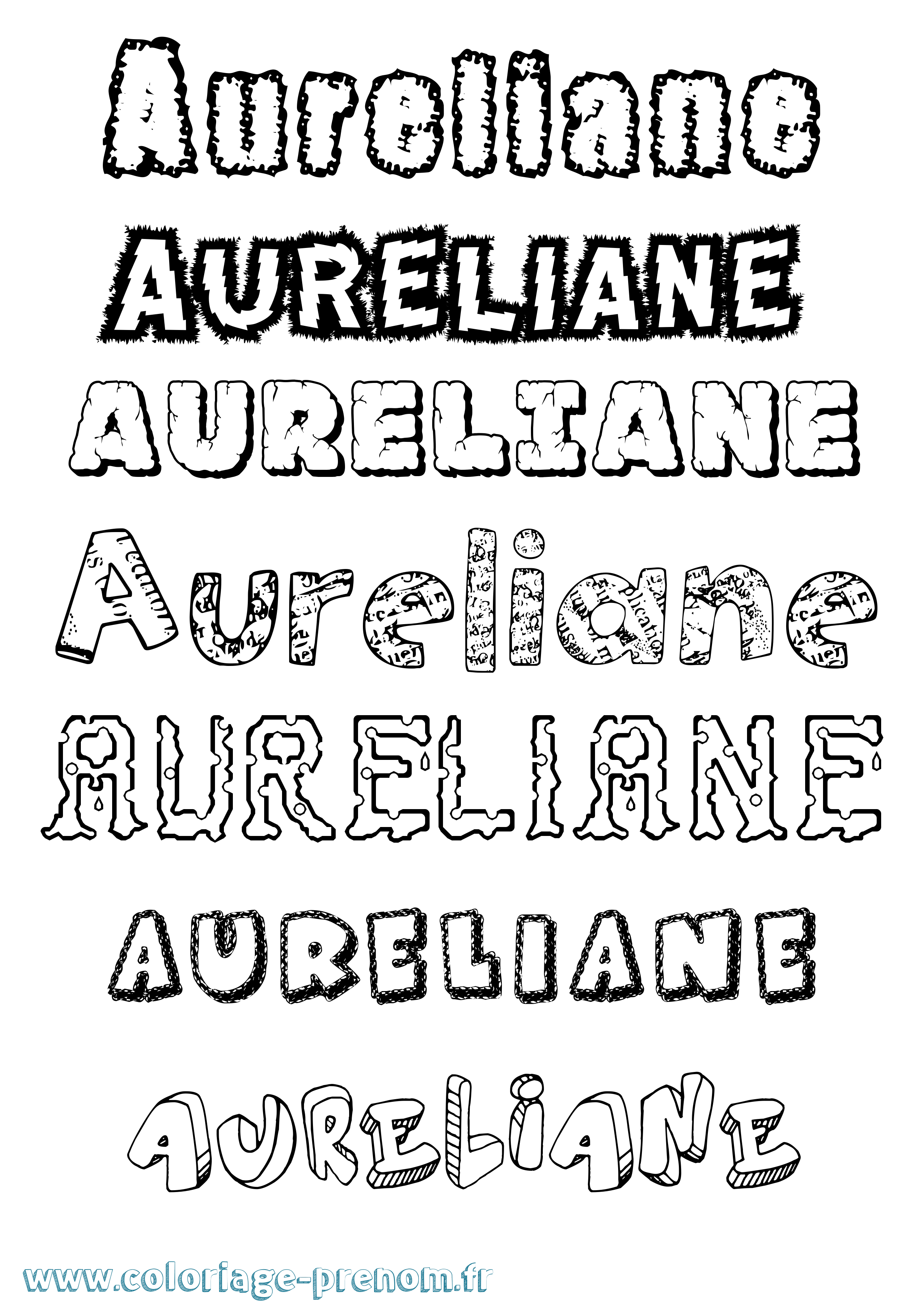 Coloriage prénom Aureliane Destructuré