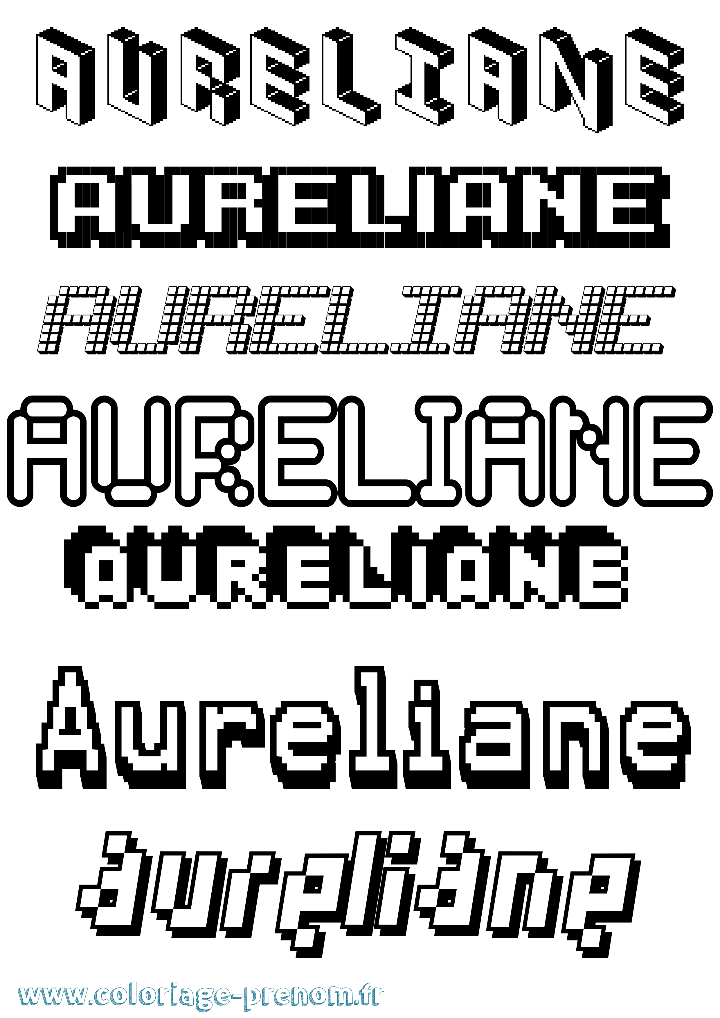 Coloriage prénom Aureliane Pixel