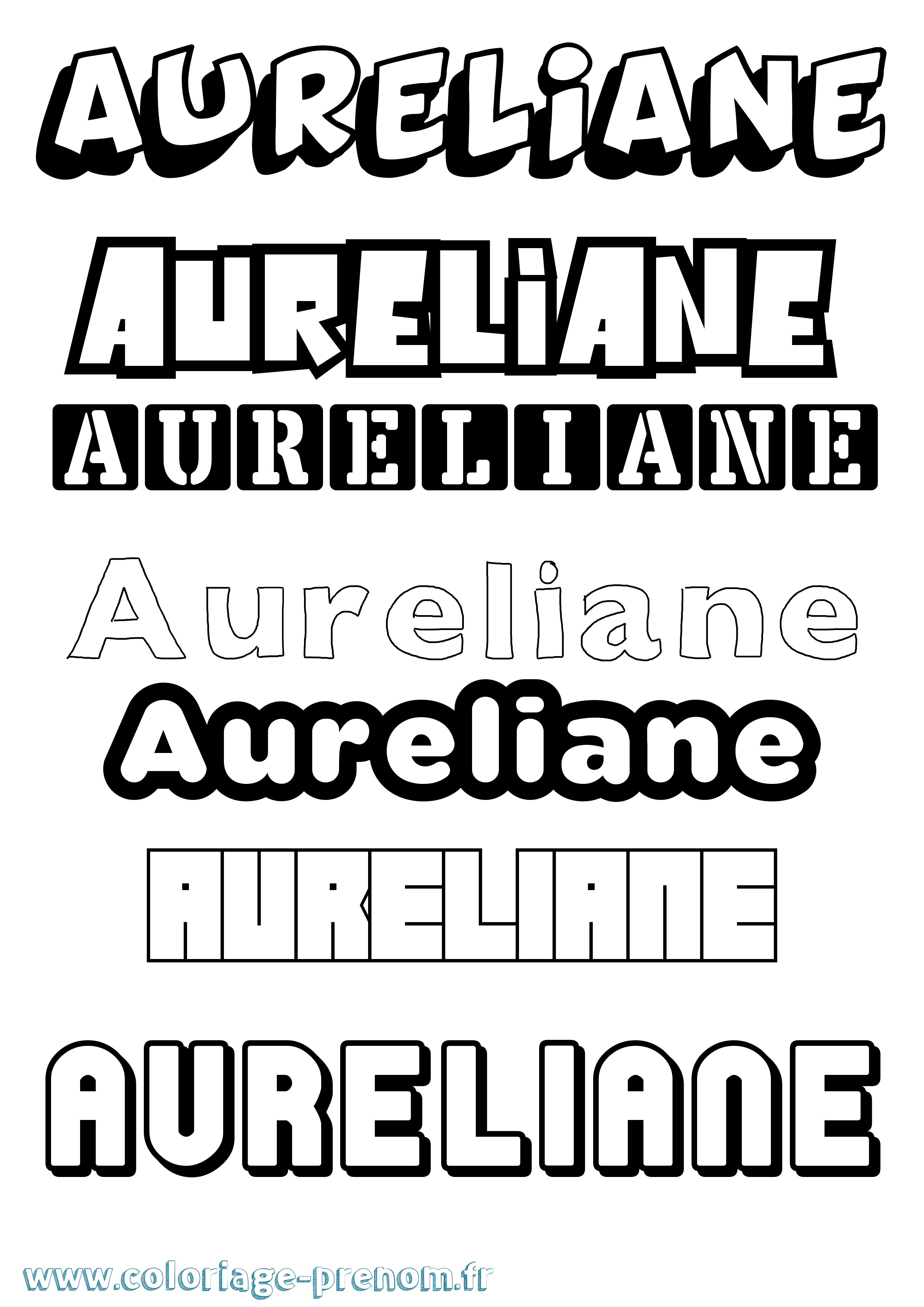 Coloriage prénom Aureliane Simple