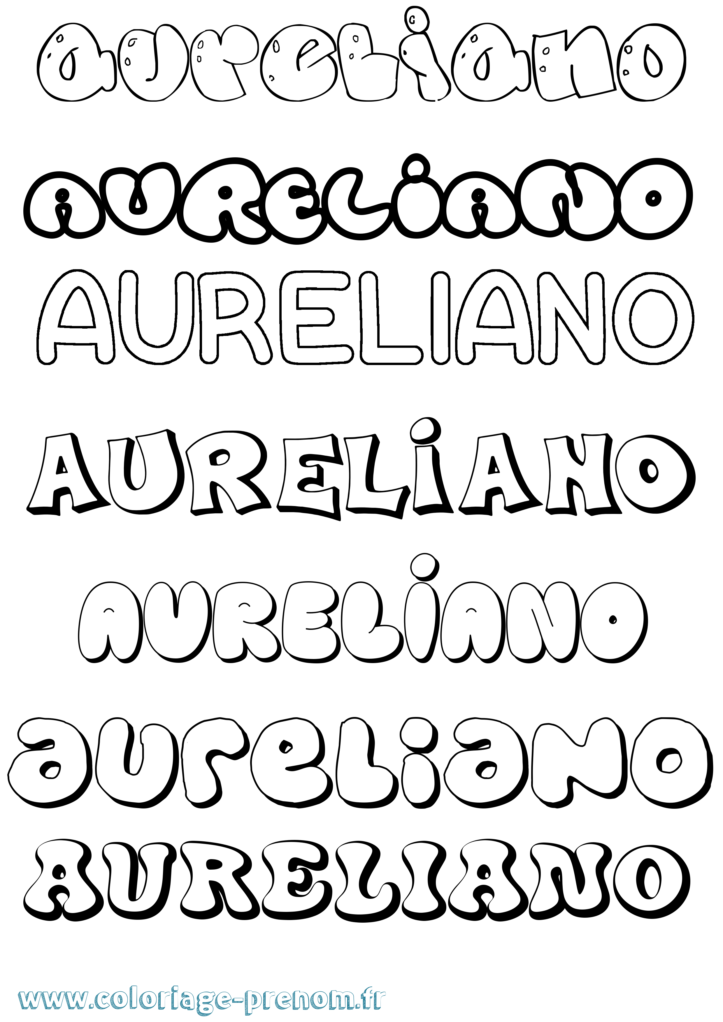 Coloriage prénom Aureliano Bubble