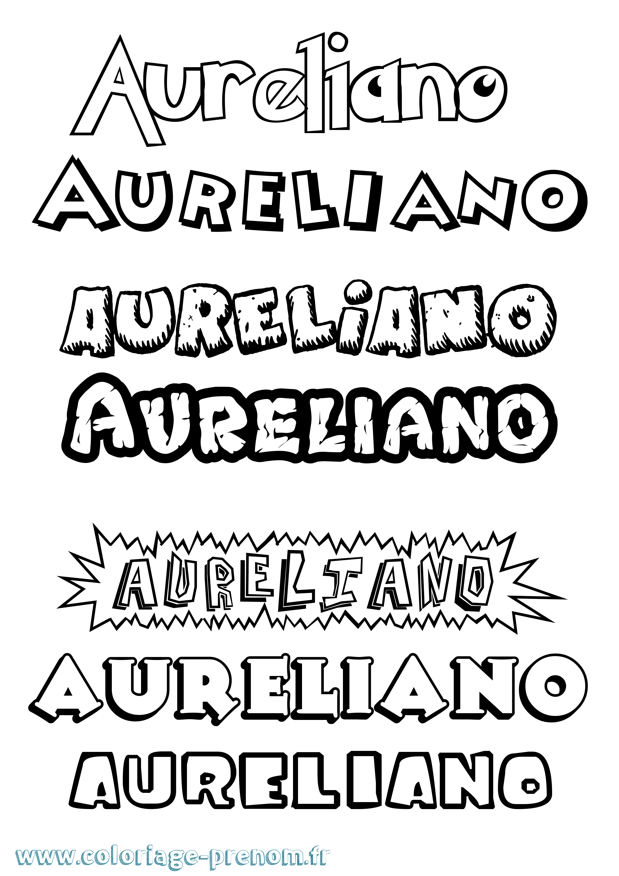 Coloriage prénom Aureliano Dessin Animé