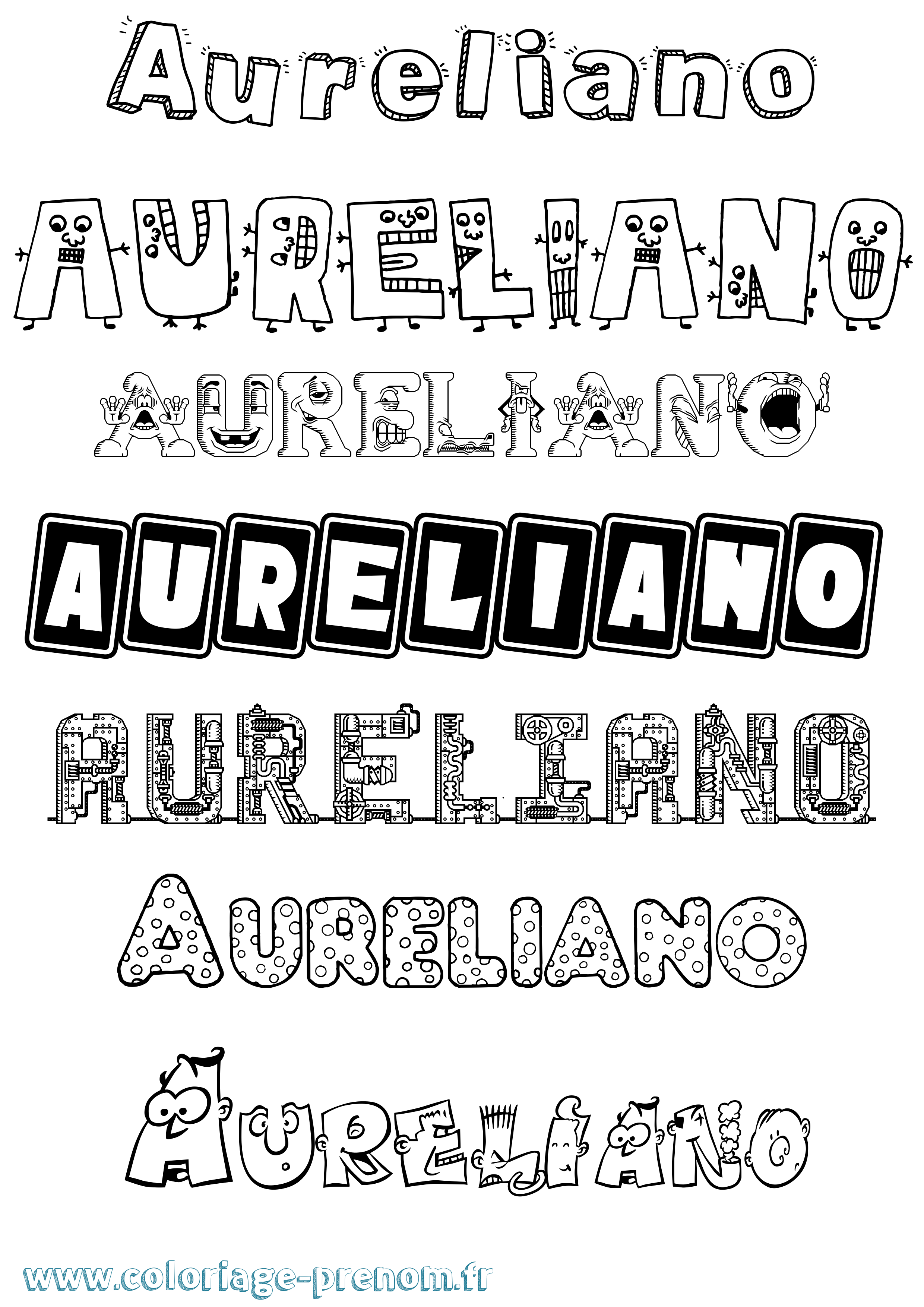 Coloriage prénom Aureliano Fun