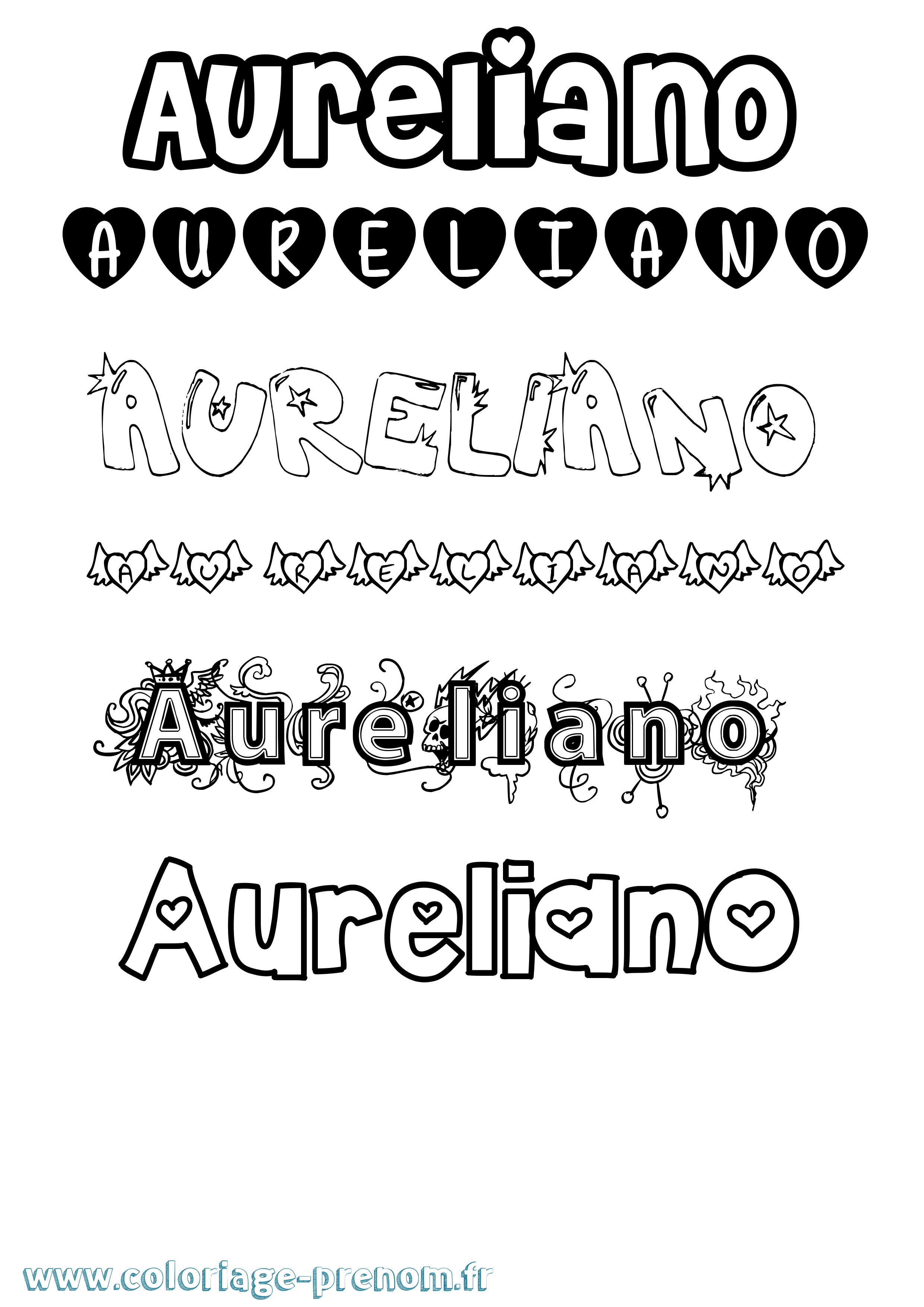 Coloriage prénom Aureliano Girly