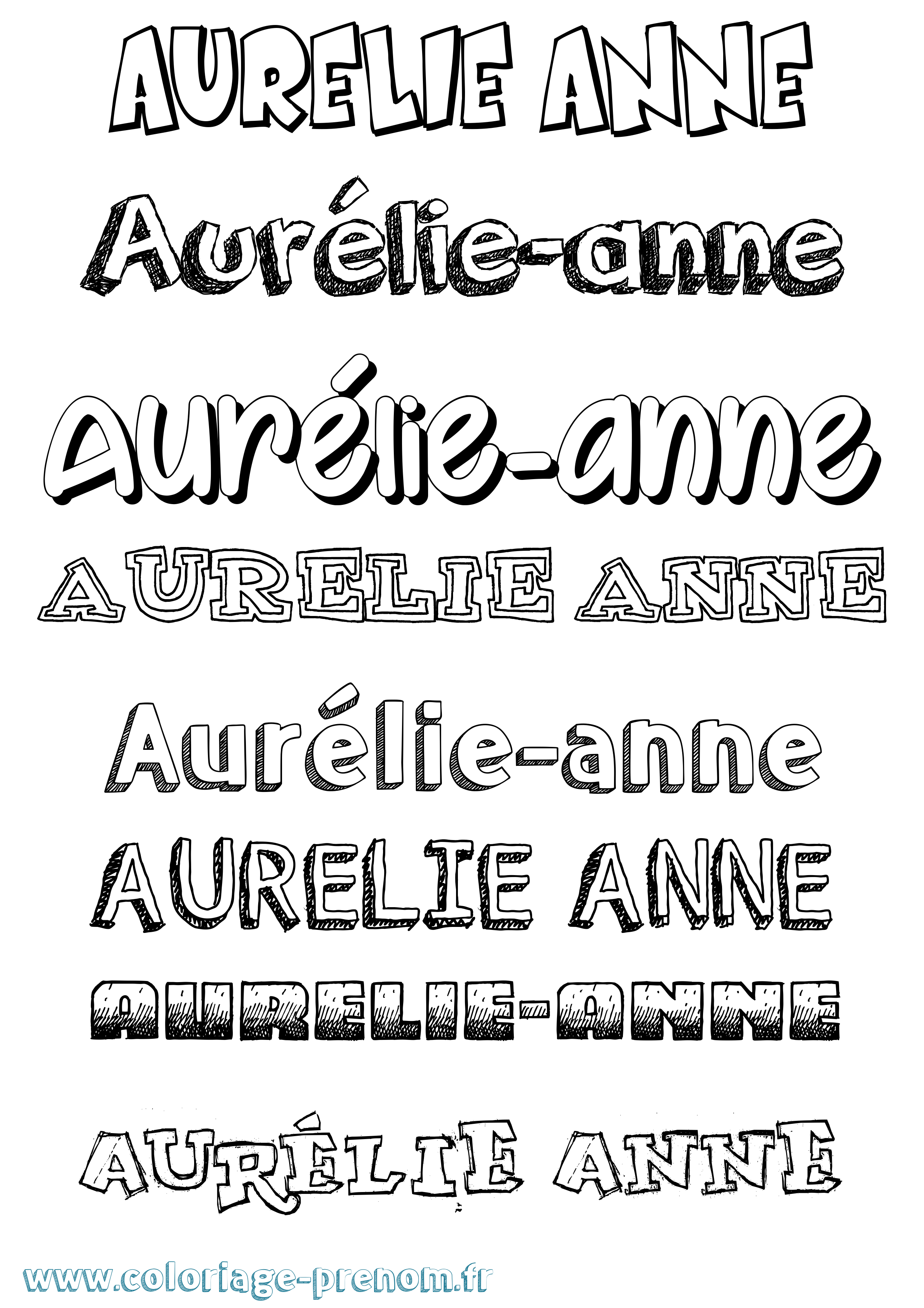 Coloriage prénom Aurélie-Anne Dessiné