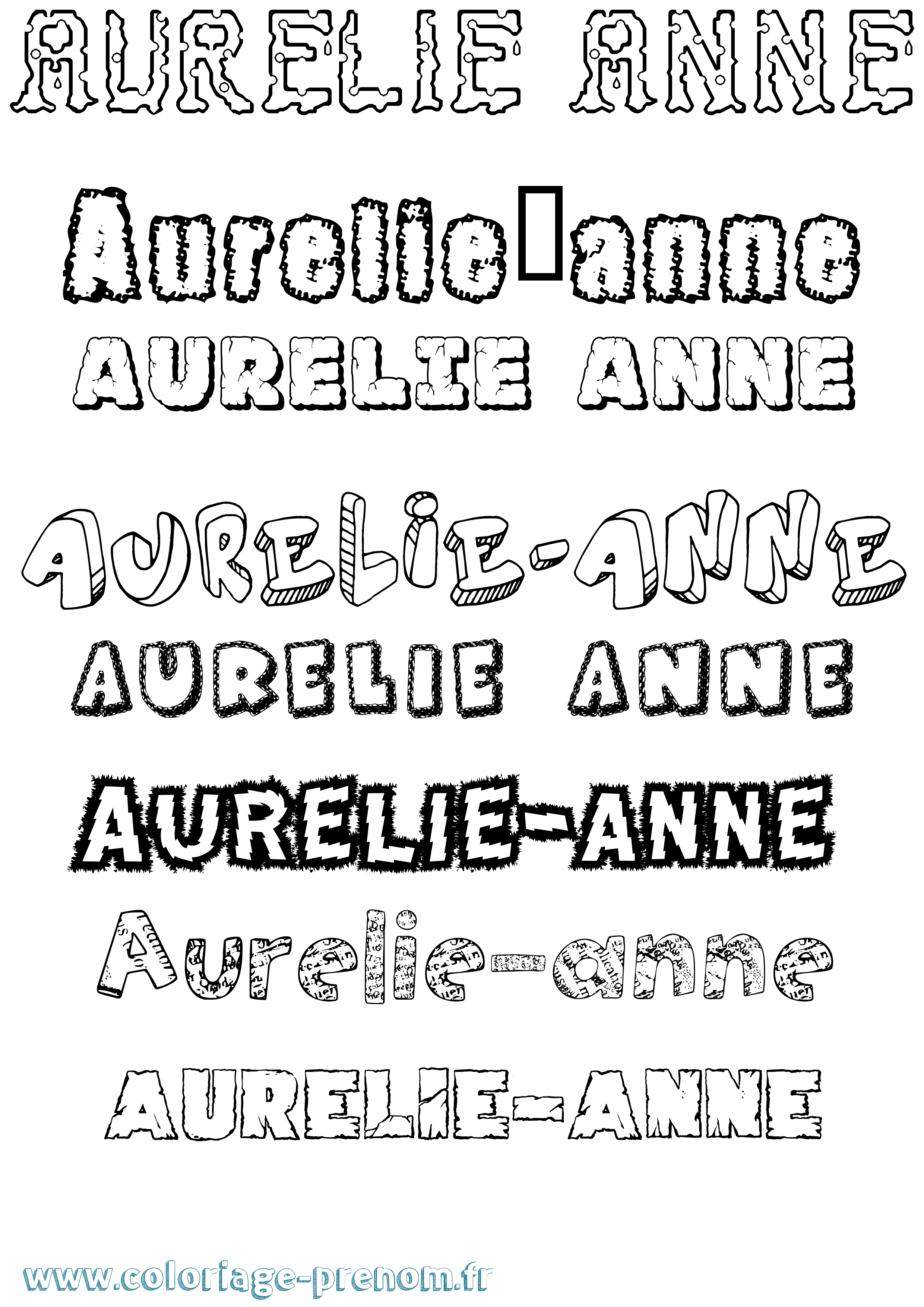 Coloriage prénom Aurélie-Anne Destructuré