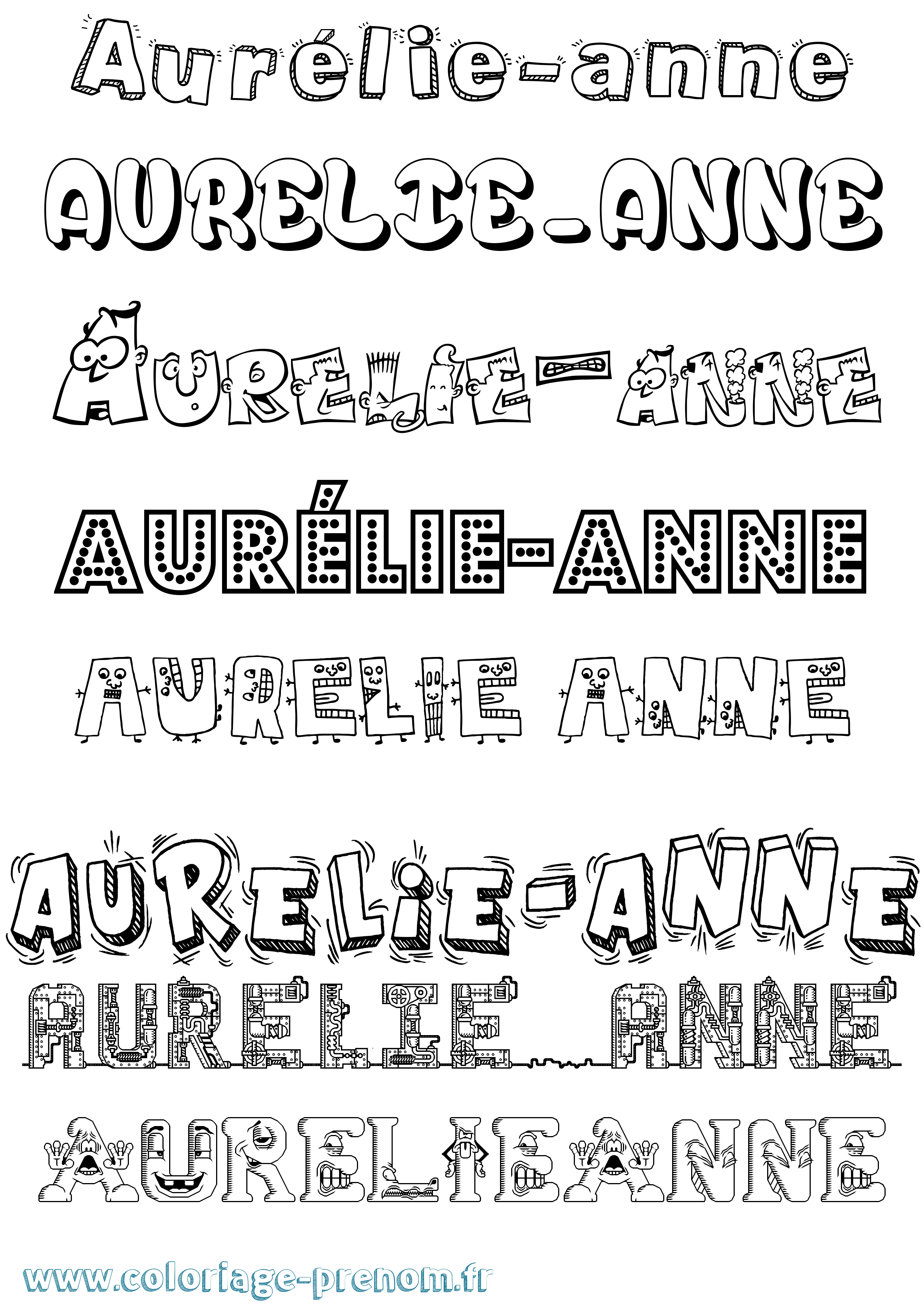 Coloriage prénom Aurélie-Anne Fun