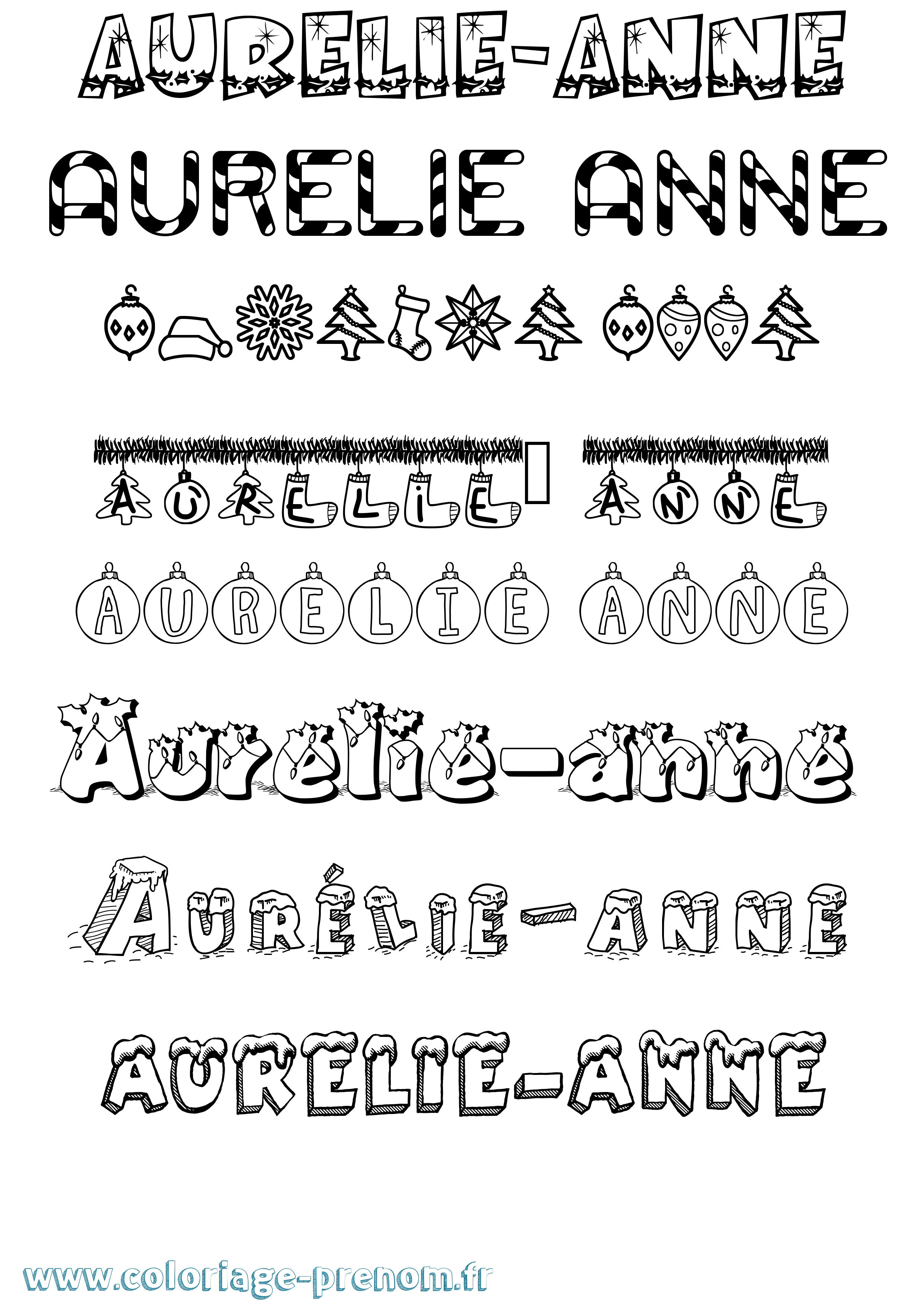 Coloriage prénom Aurélie-Anne Noël
