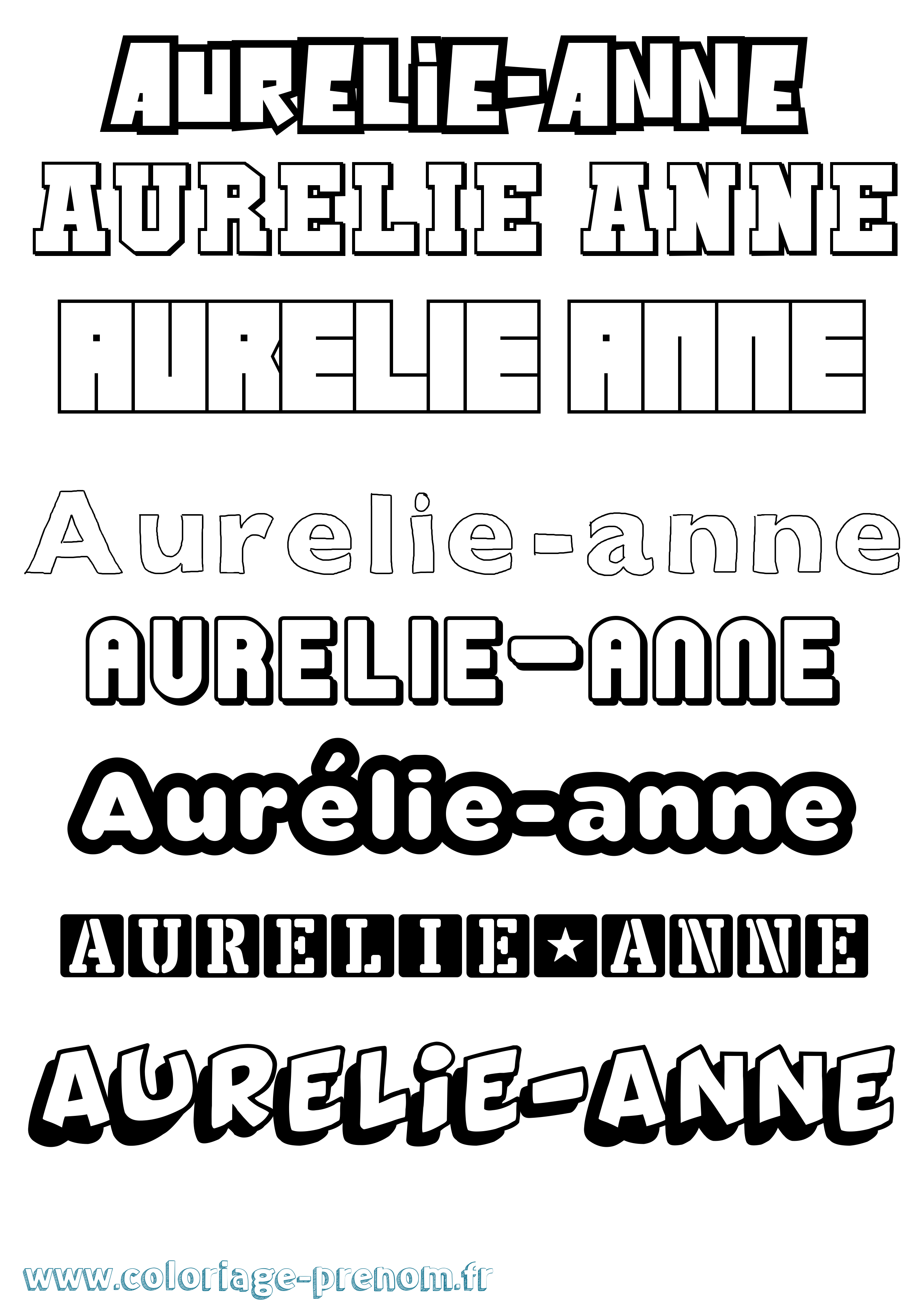 Coloriage prénom Aurélie-Anne Simple